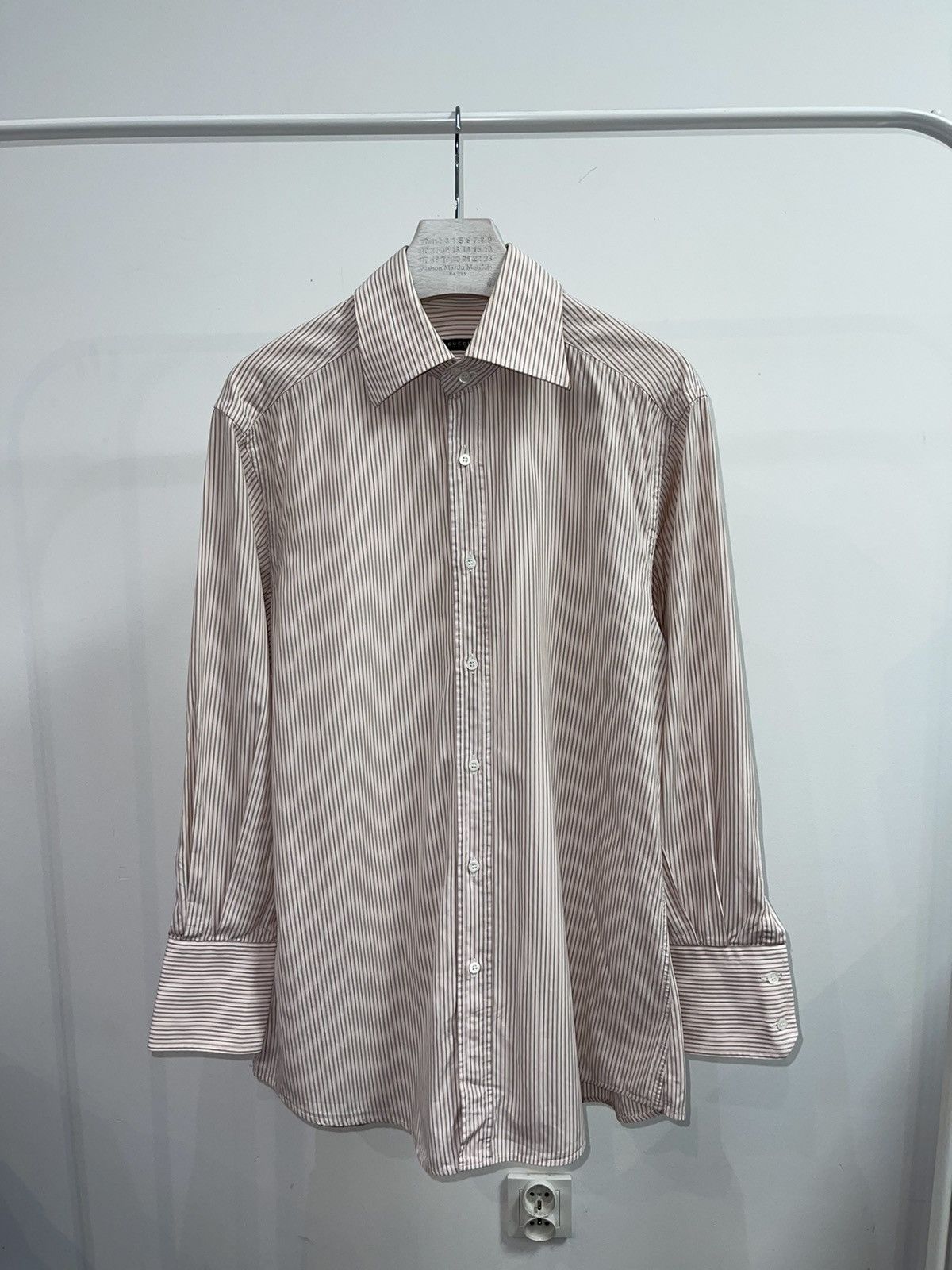 Pre-owned Gucci Striped Baby Pink Button Up Shirt In Pink White