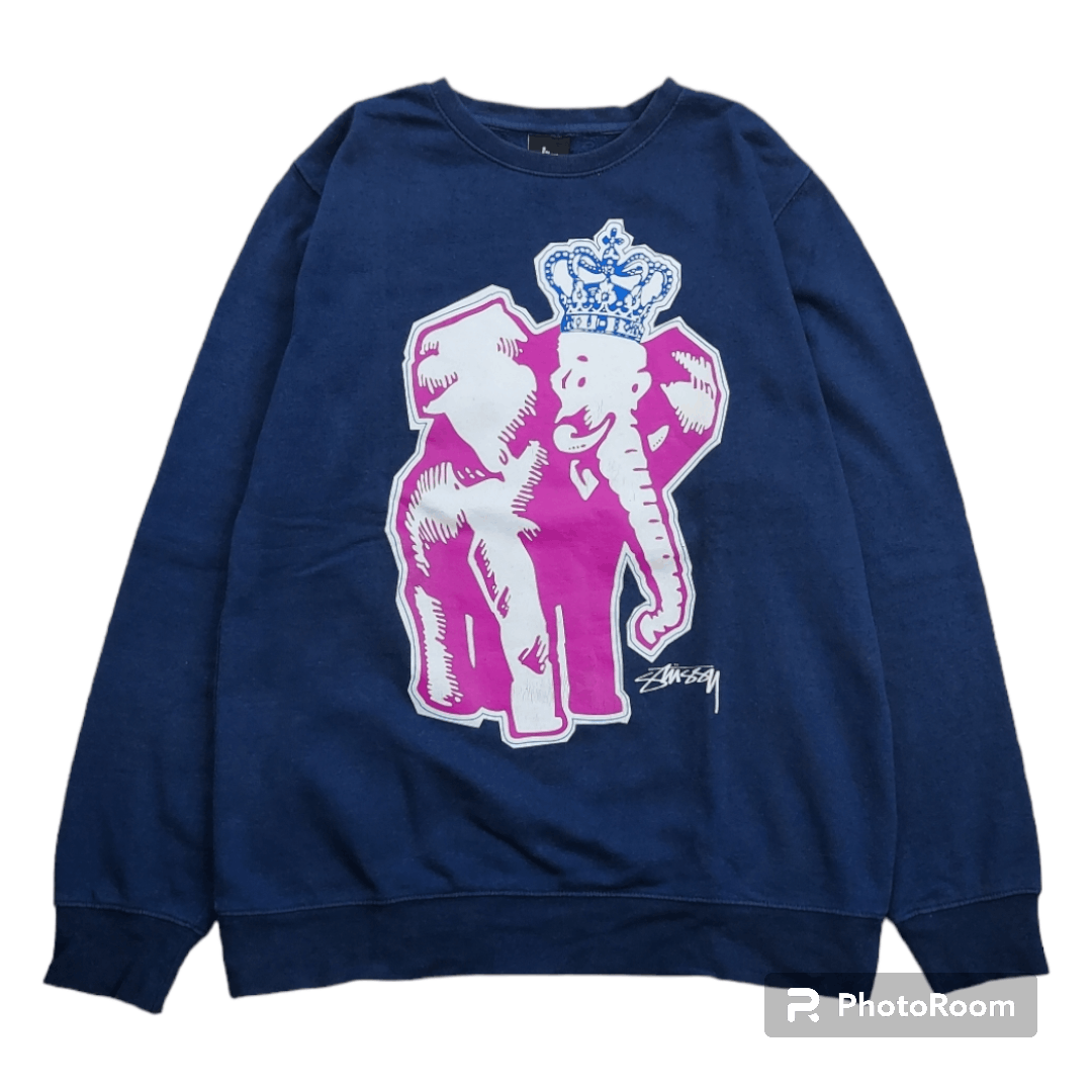 Stussy × Vintage 💥Vintage Y2K Stussy Elephant Sweatshirt Size US M / EU 48-50 / 2 - 1 Thumbnail