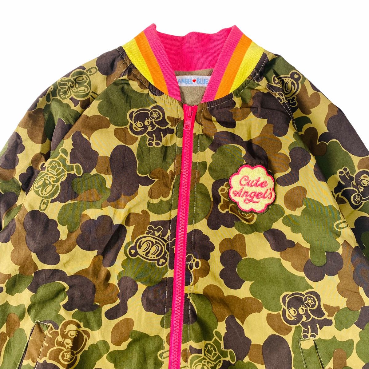 Hysteric Glamour 2000s Angel Blue Multicolor Rib Elephant Camo Bomber Jacket Size US M / EU 48-50 / 2 - 8 Thumbnail
