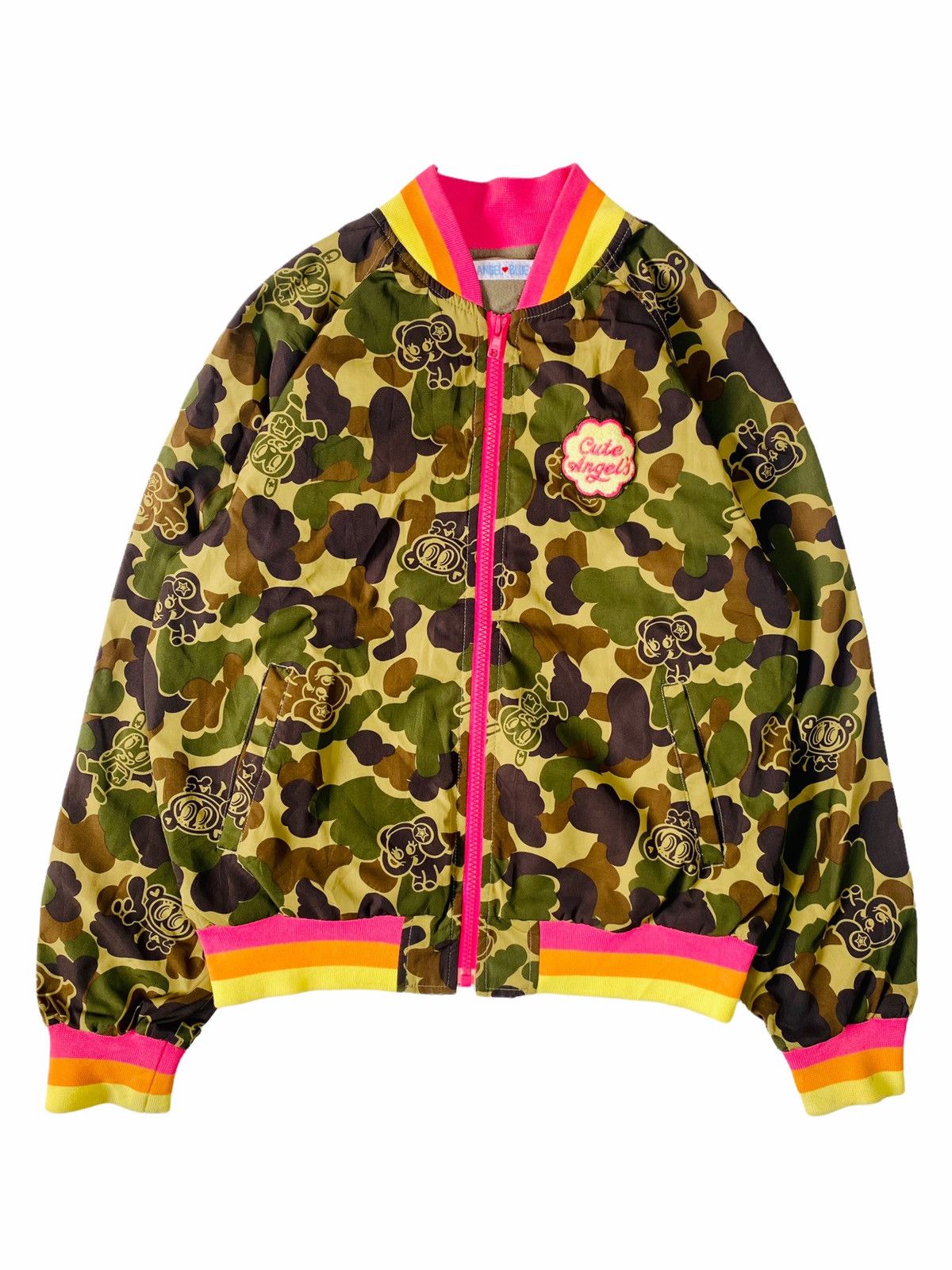 Hysteric Glamour 2000s Angel Blue Multicolor Rib Elephant Camo Bomber Jacket Size US M / EU 48-50 / 2 - 5 Thumbnail