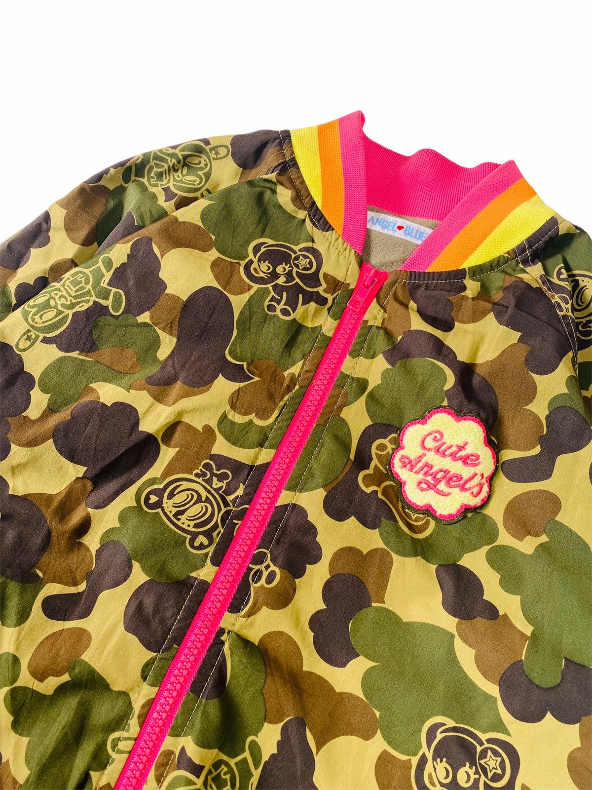 Hysteric Glamour 2000s Angel Blue Multicolor Rib Elephant Camo Bomber Jacket Size US M / EU 48-50 / 2 - 10 Thumbnail
