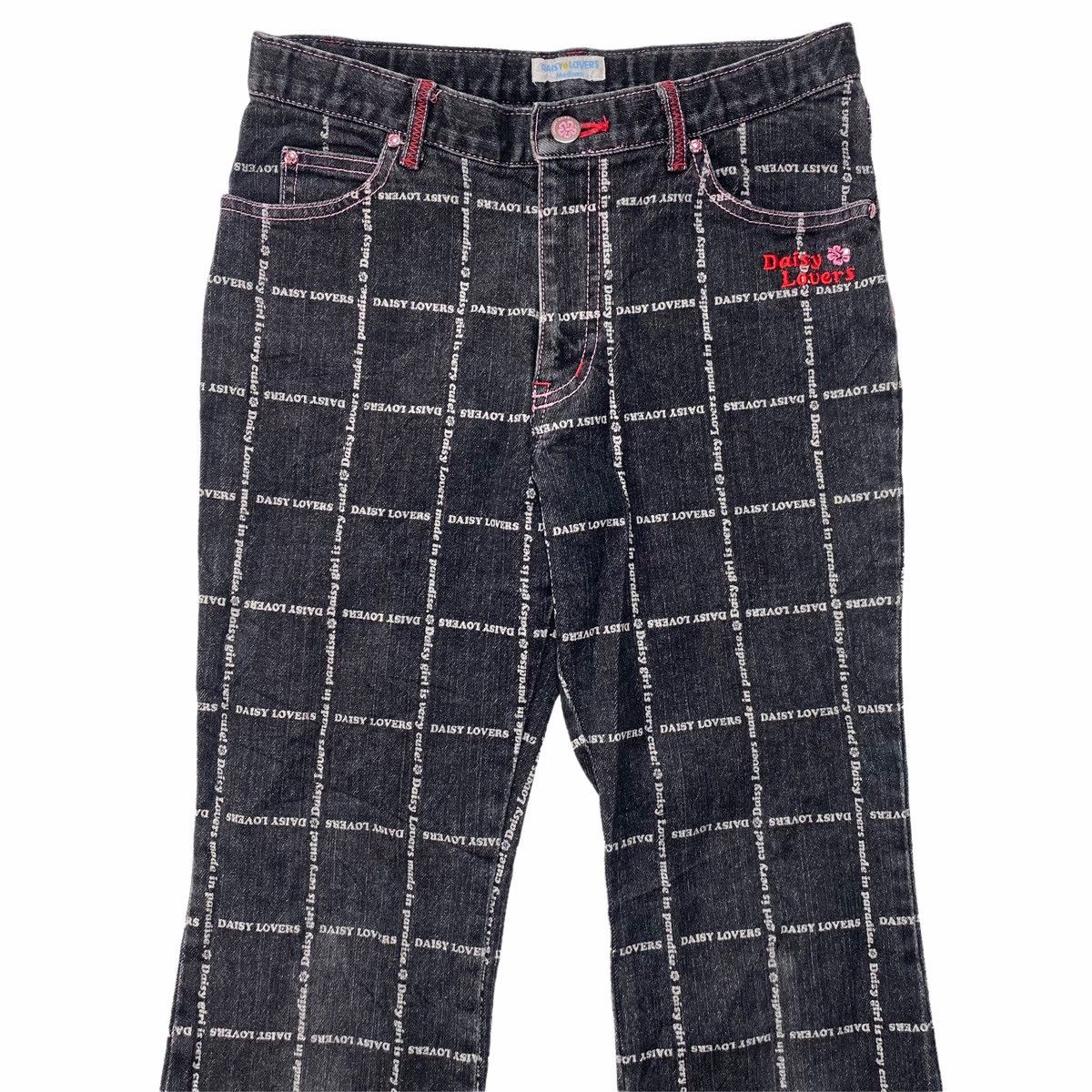 Hysteric Glamour × Japanese Brand ☠️SENDOFFERS☠️2000s Daisy Lovers - Texted Flared Denim Pants Size US 27 - 3 Thumbnail
