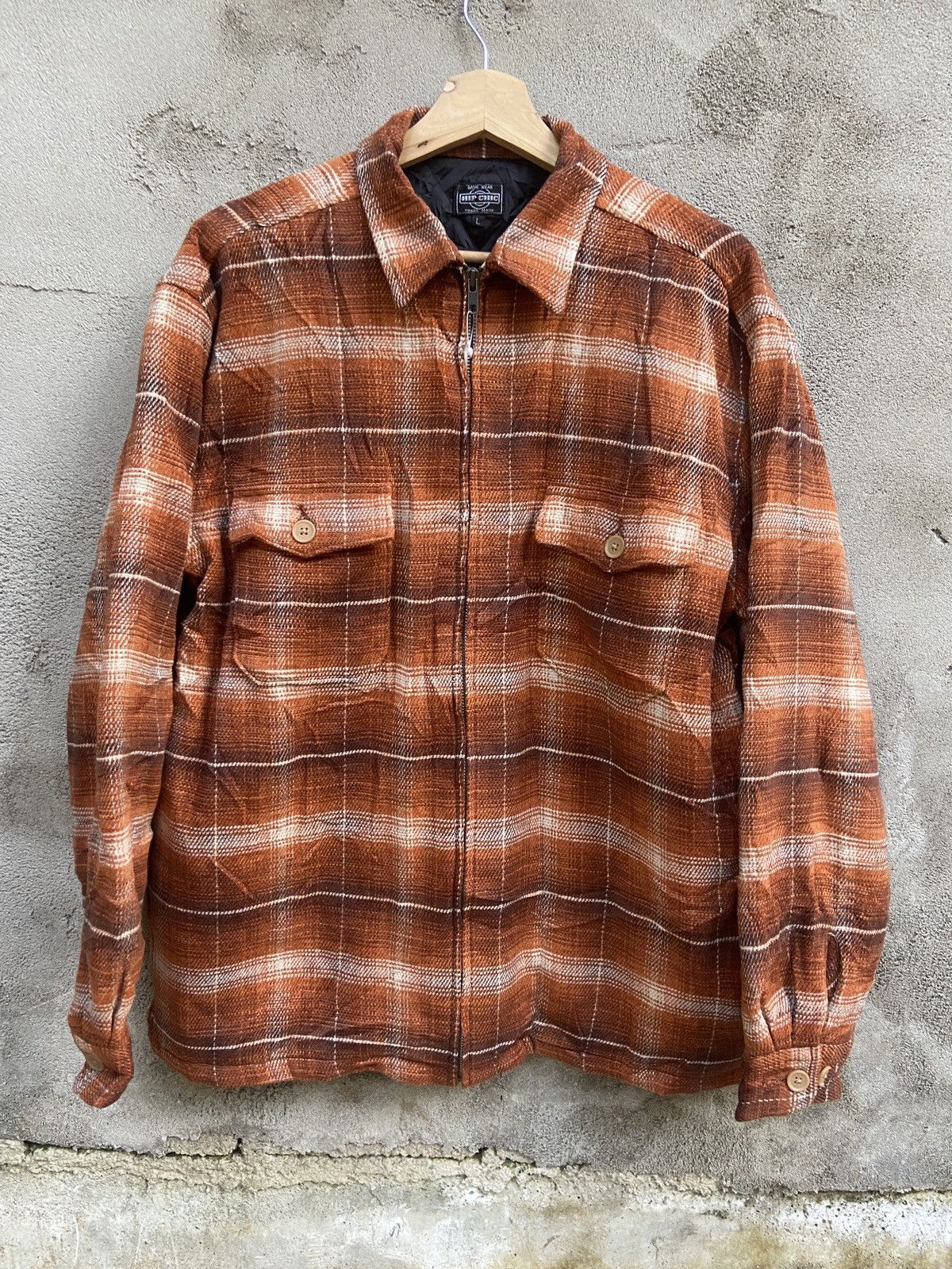 Vintage Hip Chic Zip Up Checkered Flannel Jacket