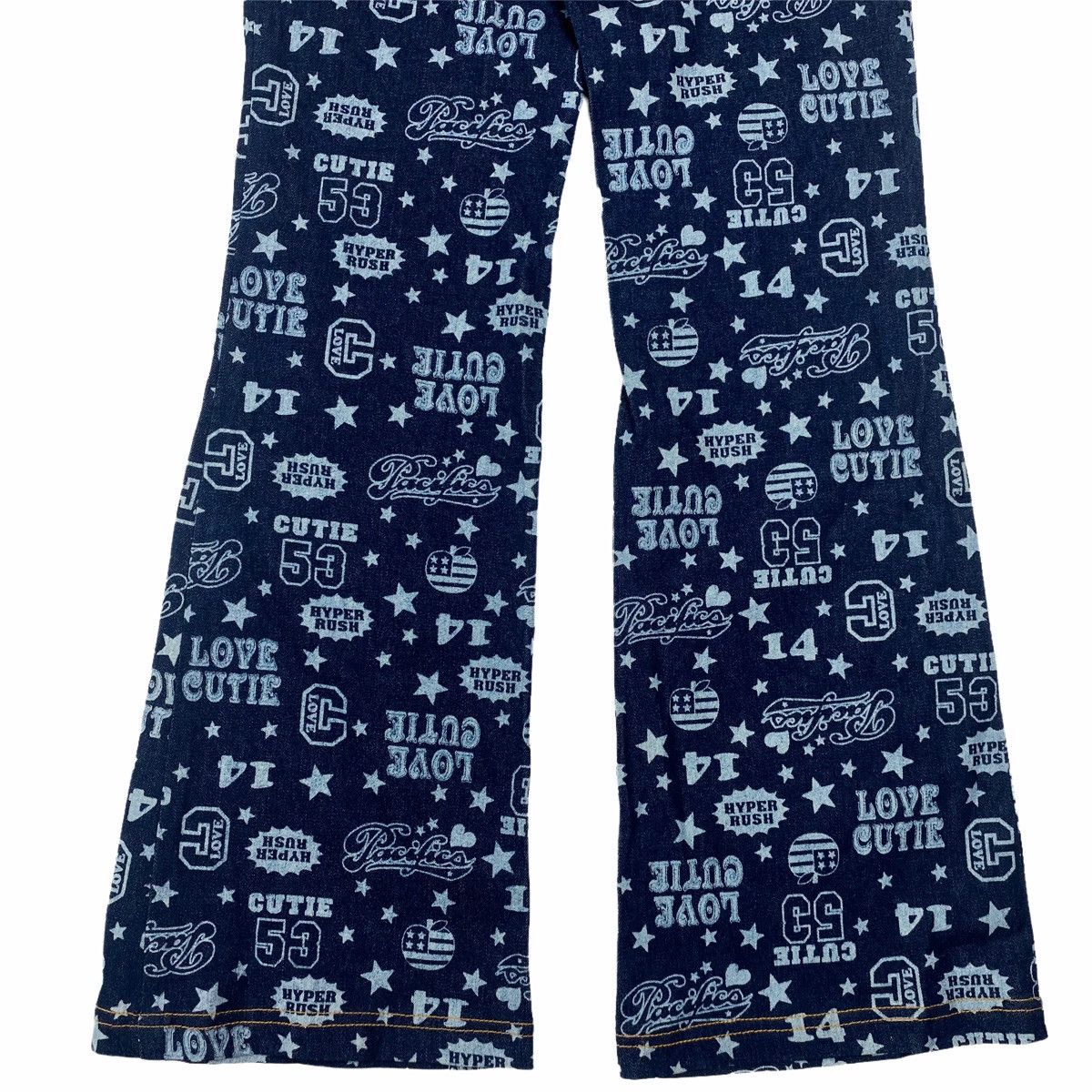 Hysteric Glamour × Japanese Brand 2000s CRT Cutie - Printed Pop Star Flared Denim Pants Size US 28 / EU 44 - 5 Thumbnail
