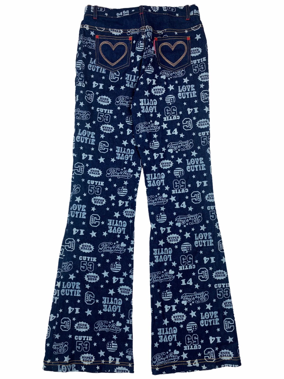 Hysteric Glamour × Japanese Brand 2000s CRT Cutie - Printed Pop Star Flared Denim Pants Size US 28 / EU 44 - 1 Thumbnail