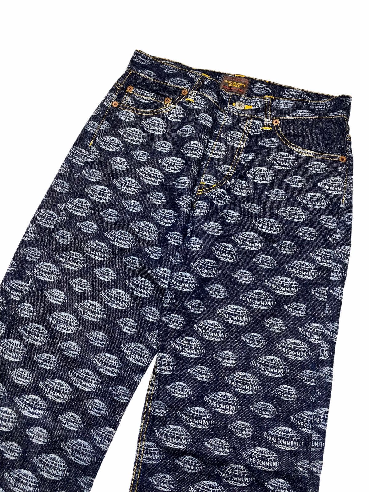 Hysteric Glamour × Japanese Brand ☠️SENDOFFERS☠️1990s Ozone Community Printed World Denim Pants Size US 29 - 3 Thumbnail