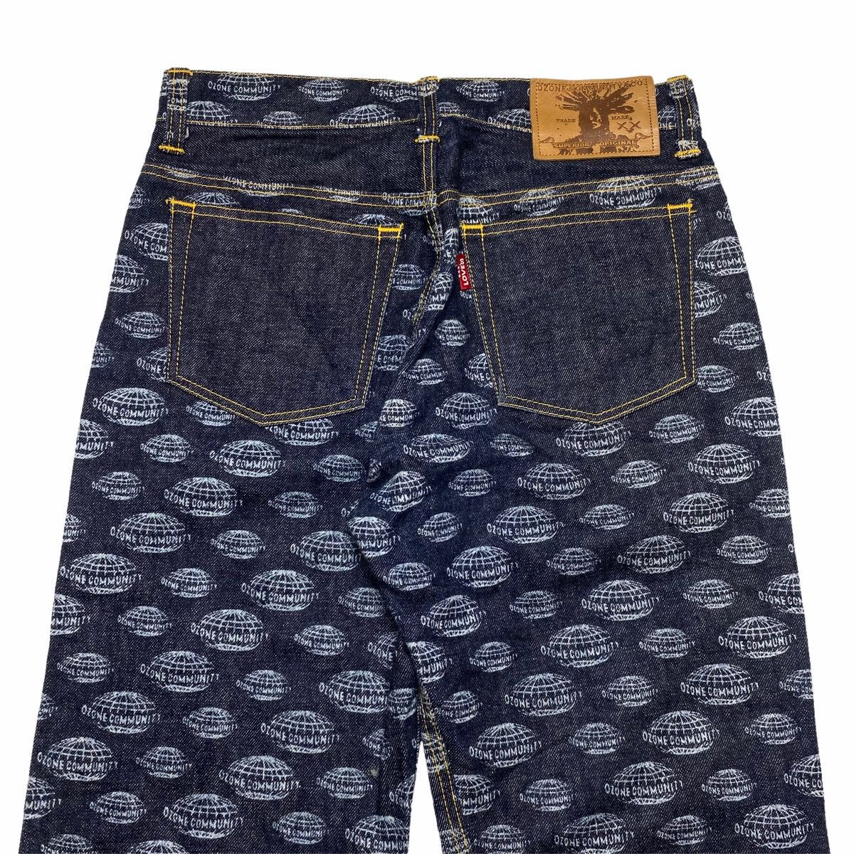 Hysteric Glamour × Japanese Brand ☠️SENDOFFERS☠️1990s Ozone Community Printed World Denim Pants Size US 29 - 7 Thumbnail
