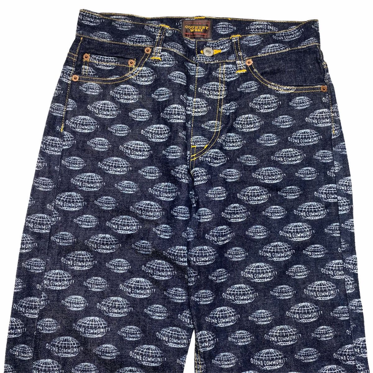 Hysteric Glamour × Japanese Brand ☠️SENDOFFERS☠️1990s Ozone Community Printed World Denim Pants Size US 29 - 5 Thumbnail