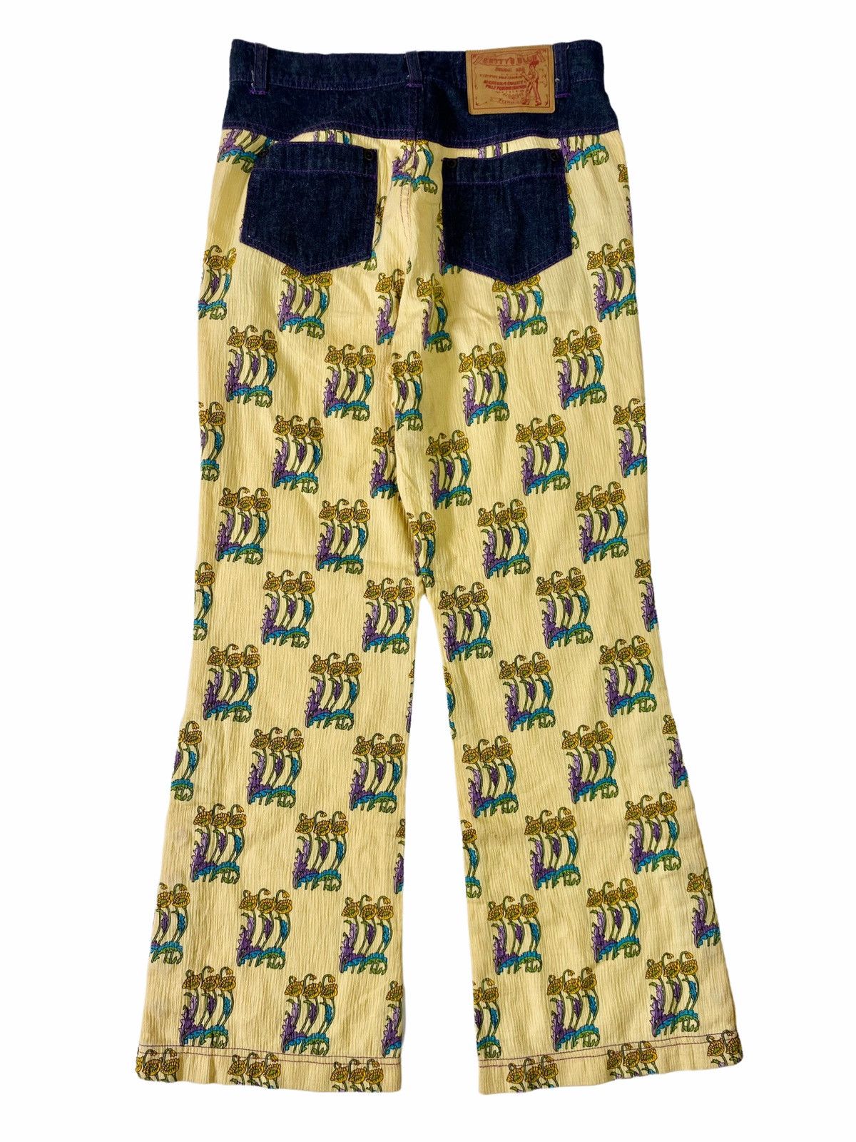 Hysteric Glamour × Japanese Brand 1980s Shinji Abe Hybrid Denim & Printed Pleats Sunflower Size US 28 / EU 44 - 2 Thumbnail