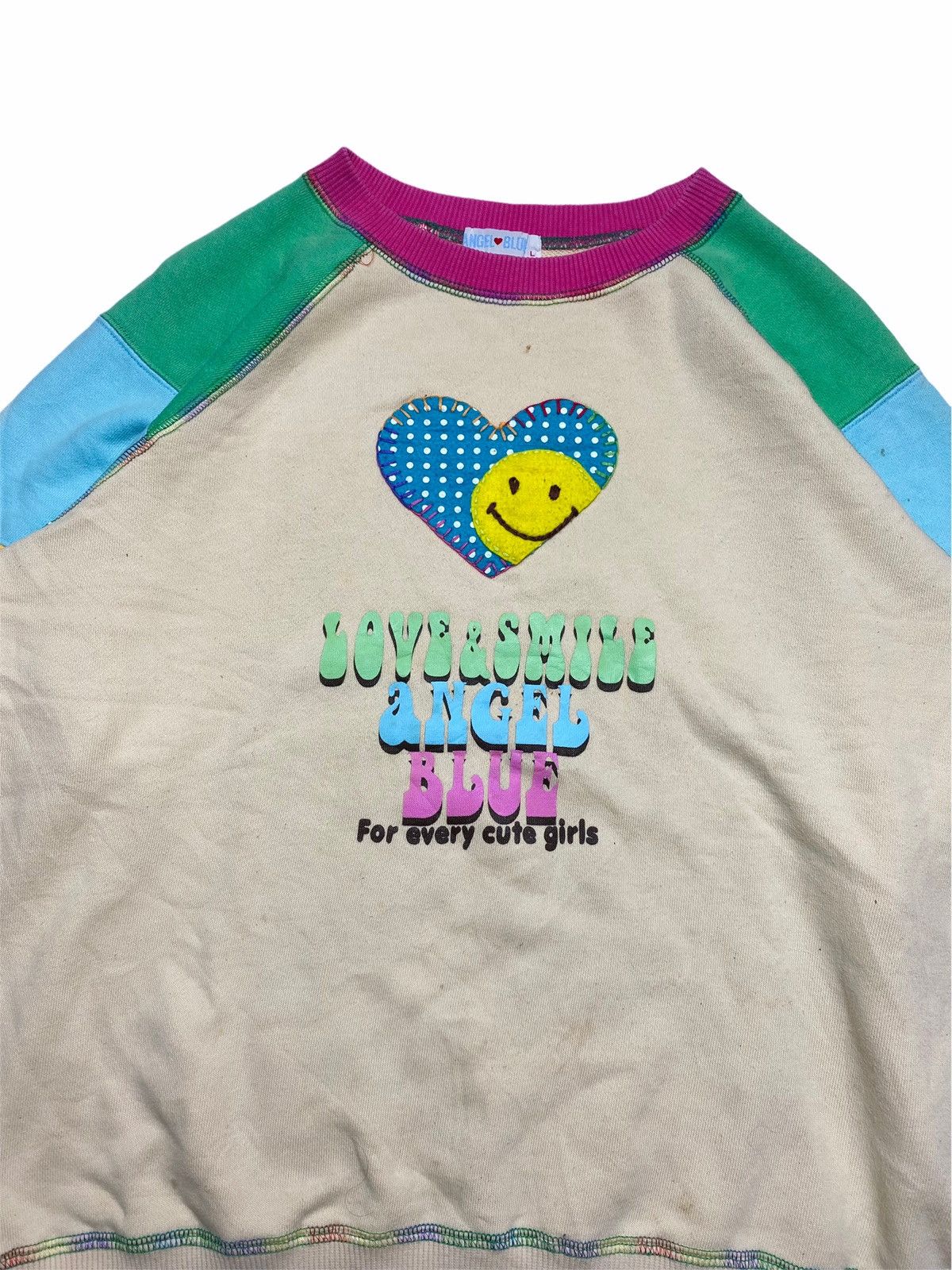Hysteric Glamour ☠️NEEDGONE☠️1990s Angel Blue - Multicolor Patchwork Sweatshirt Size US M / EU 48-50 / 2 - 4 Thumbnail