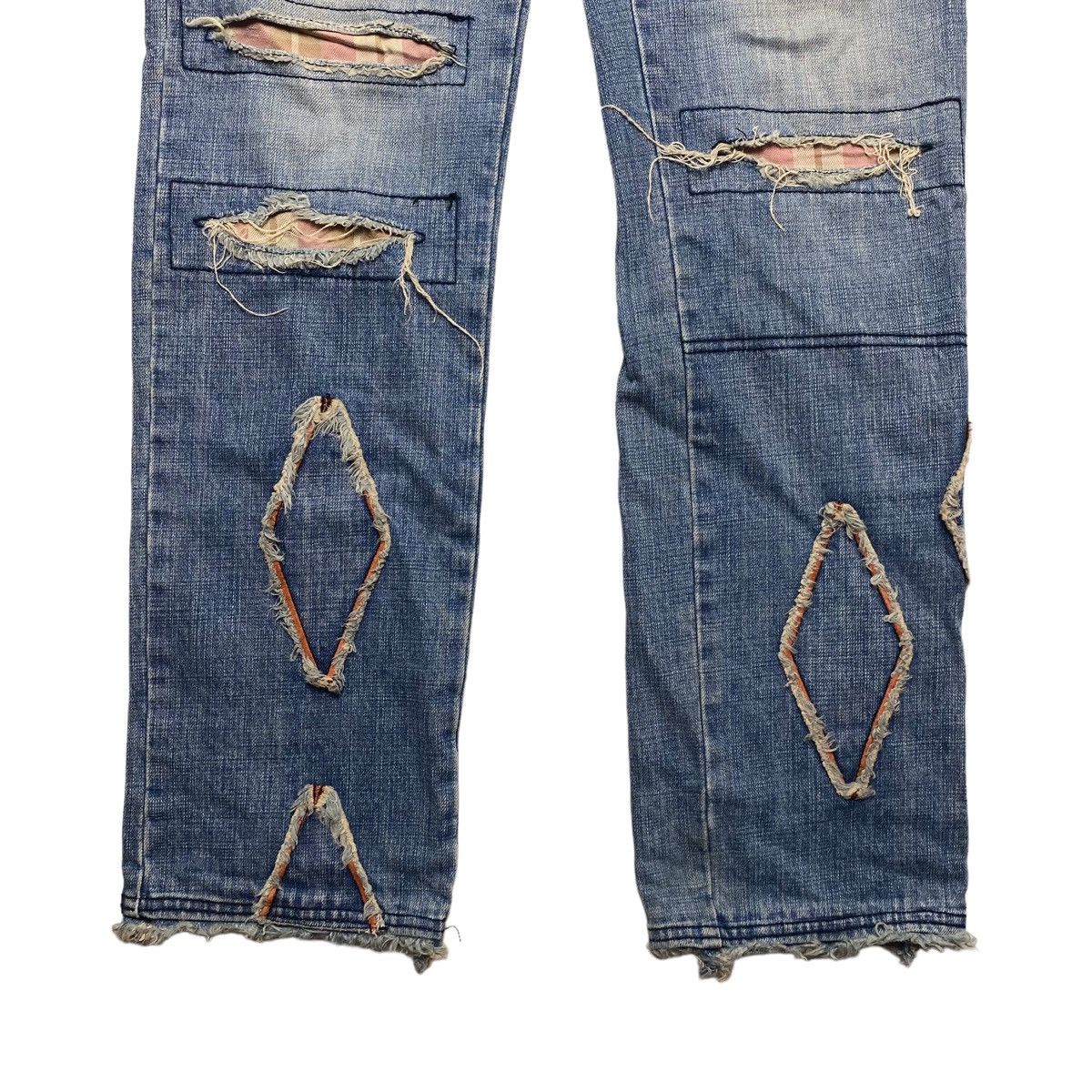 20471120 × Beauty Beast × Japanese Brand 1990s Milkboy - Grunge Patchwork Diamond Denim Size US 29 - 6 Thumbnail