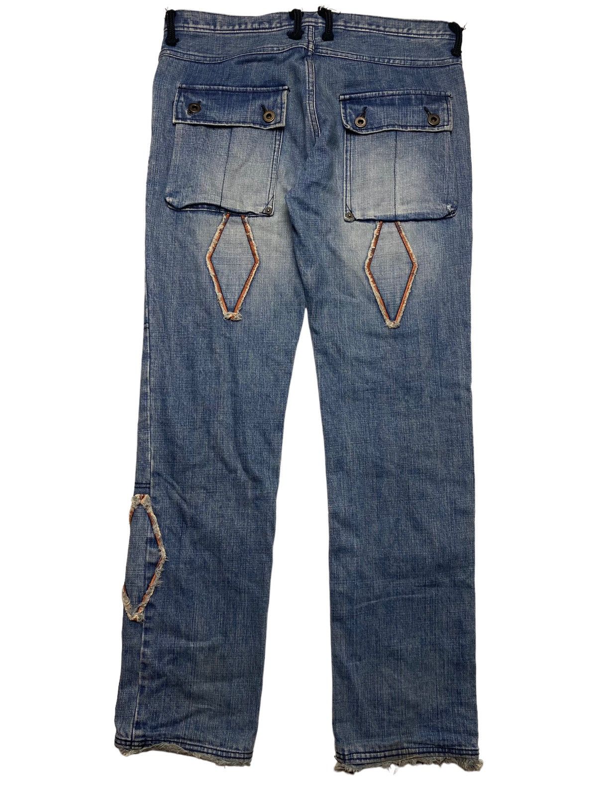 20471120 × Beauty Beast × Japanese Brand 1990s Milkboy - Grunge Patchwork Diamond Denim Size US 29 - 2 Thumbnail