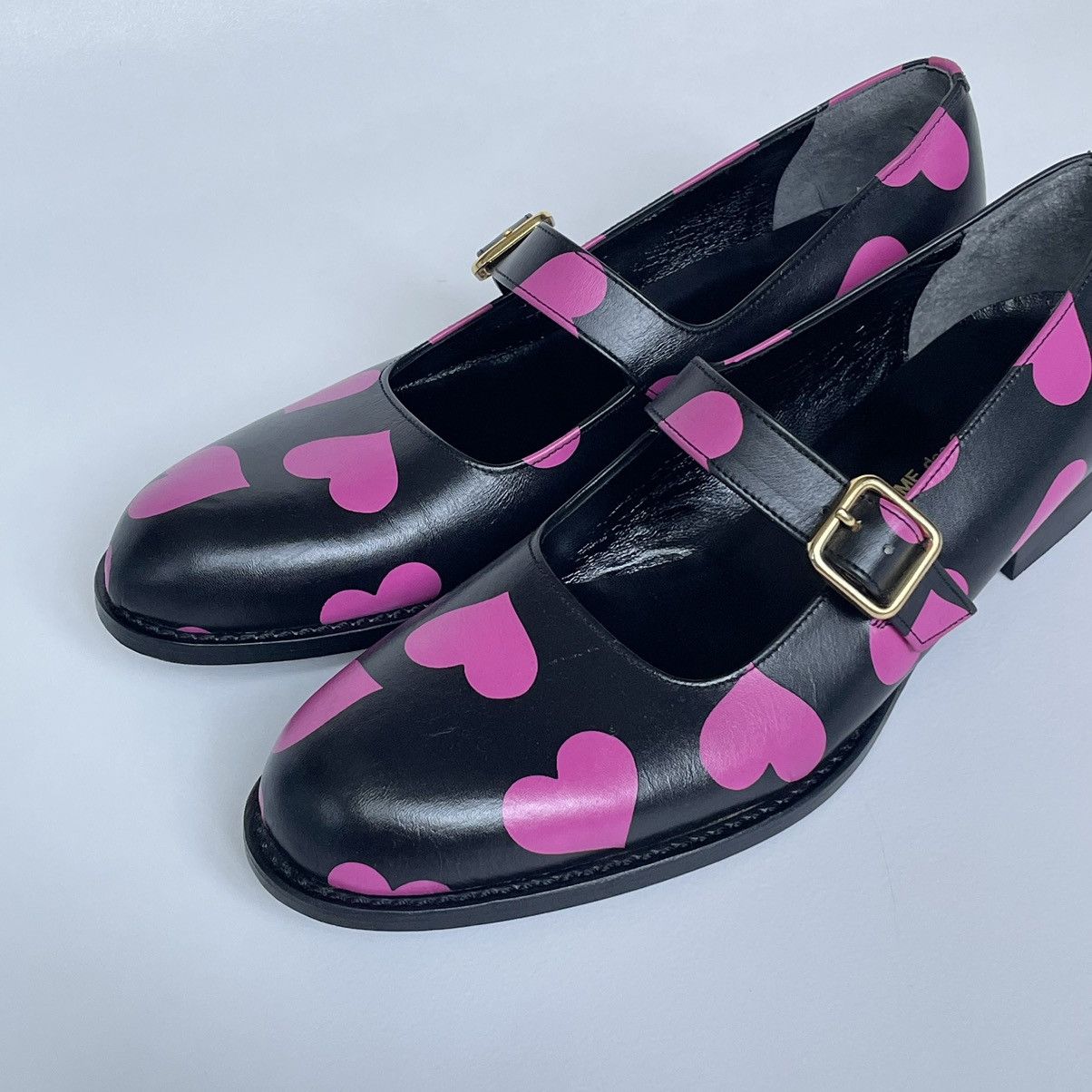 Comme des Garcons ‘Heart Print’ Leather Mary Jane Shoes Size US 8 / IT 38 - 9 Thumbnail