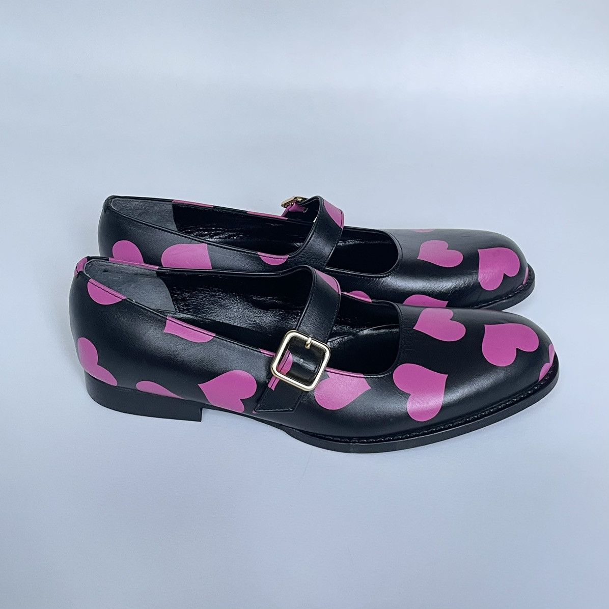 Comme des Garcons ‘Heart Print’ Leather Mary Jane Shoes Size US 8 / IT 38 - 2 Thumbnail