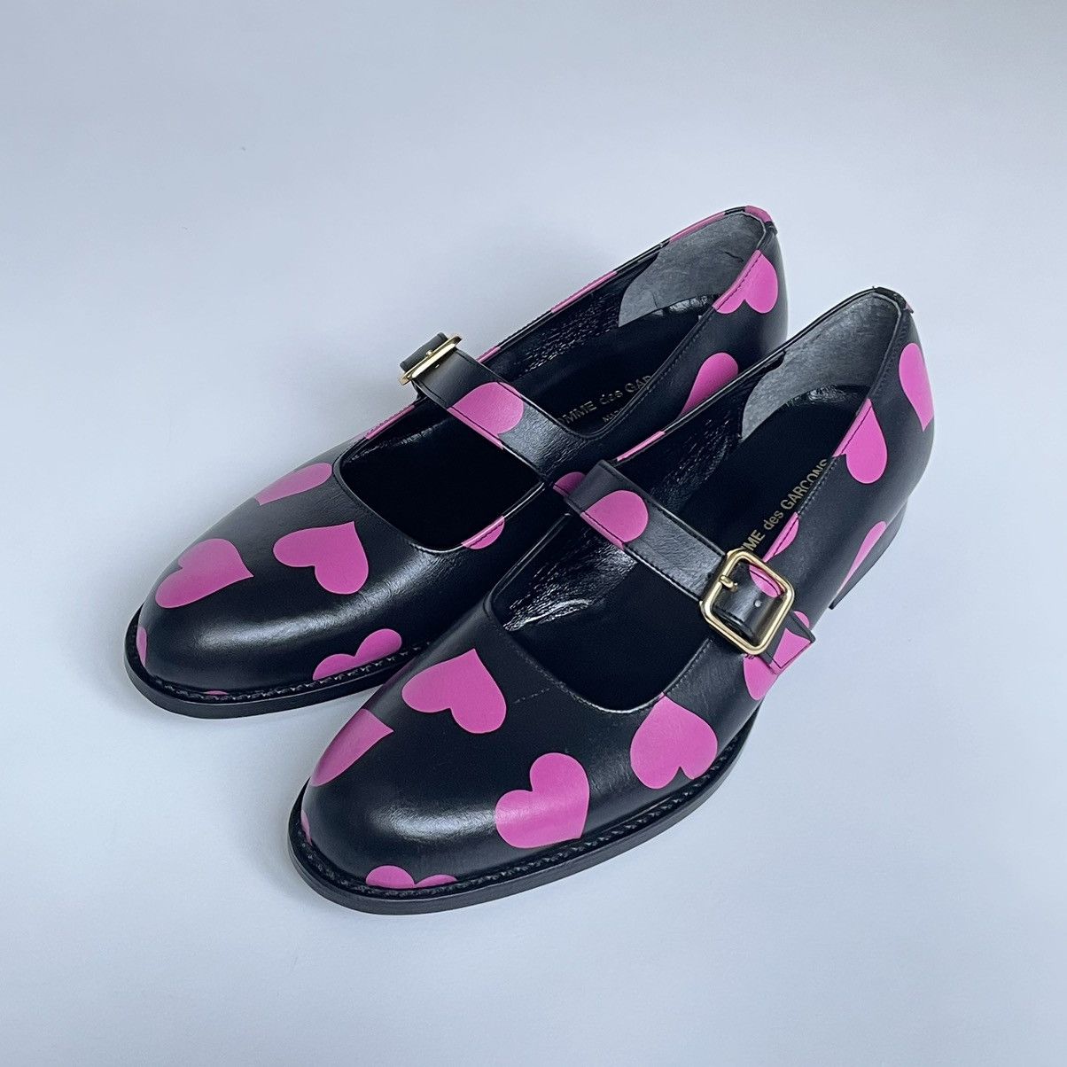 Comme des Garcons ‘Heart Print’ Leather Mary Jane Shoes Size US 8 / IT 38 - 13 Thumbnail