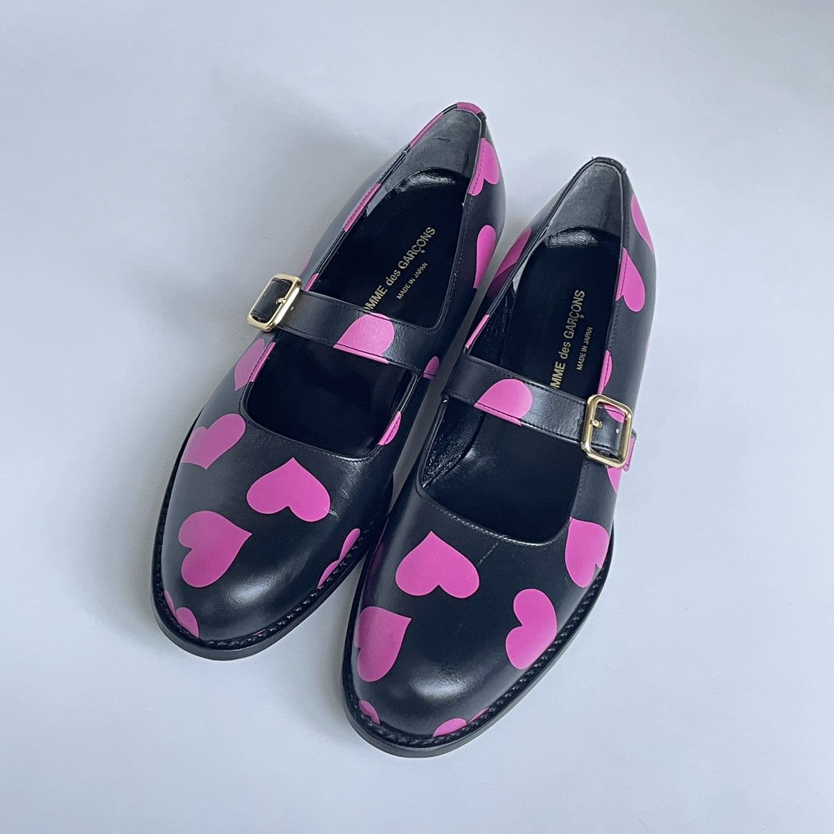 Comme des Garcons ‘Heart Print’ Leather Mary Jane Shoes Size US 8 / IT 38 - 8 Thumbnail