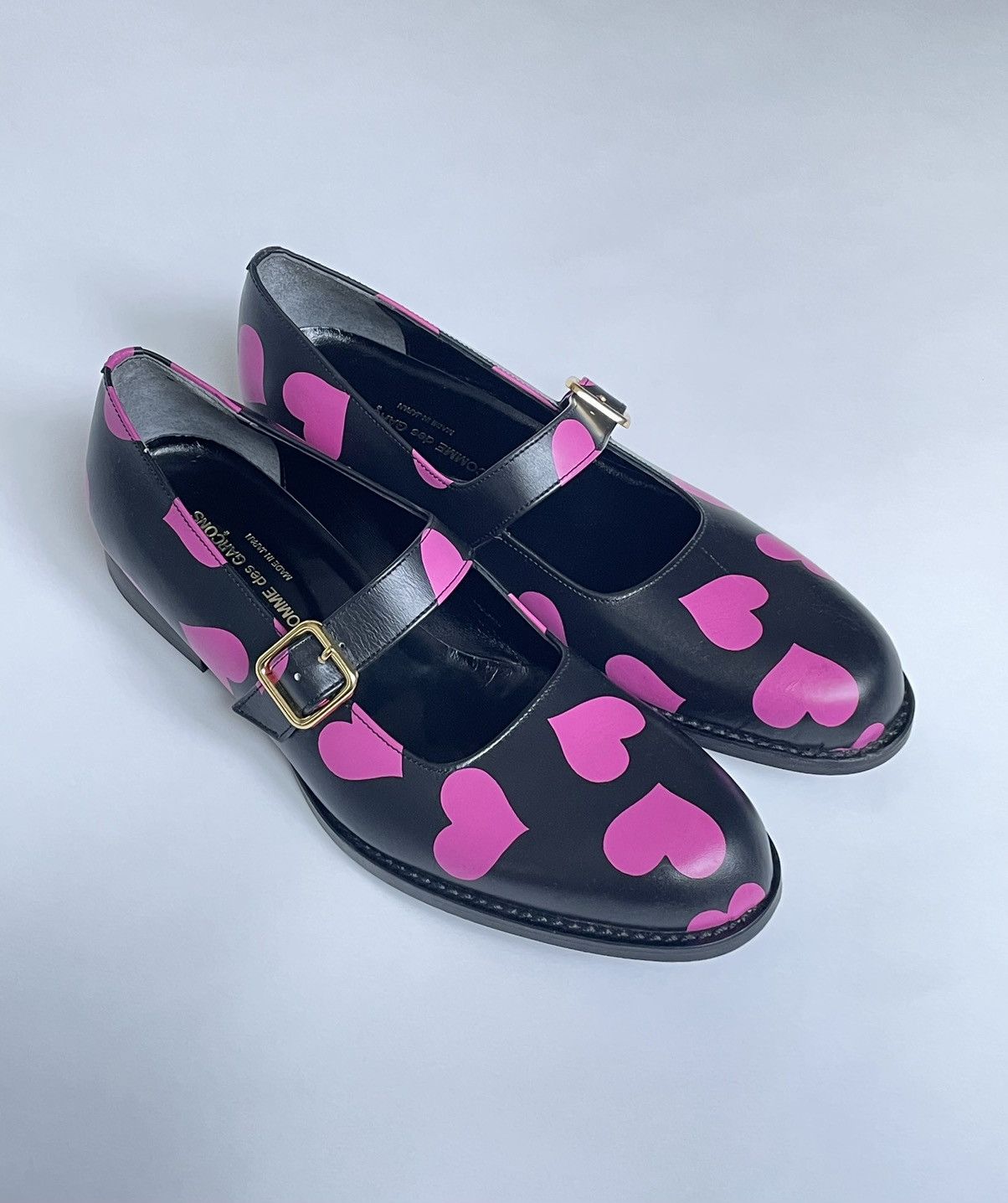 Comme des Garcons ‘Heart Print’ Leather Mary Jane Shoes Size US 8 / IT 38 - 3 Thumbnail