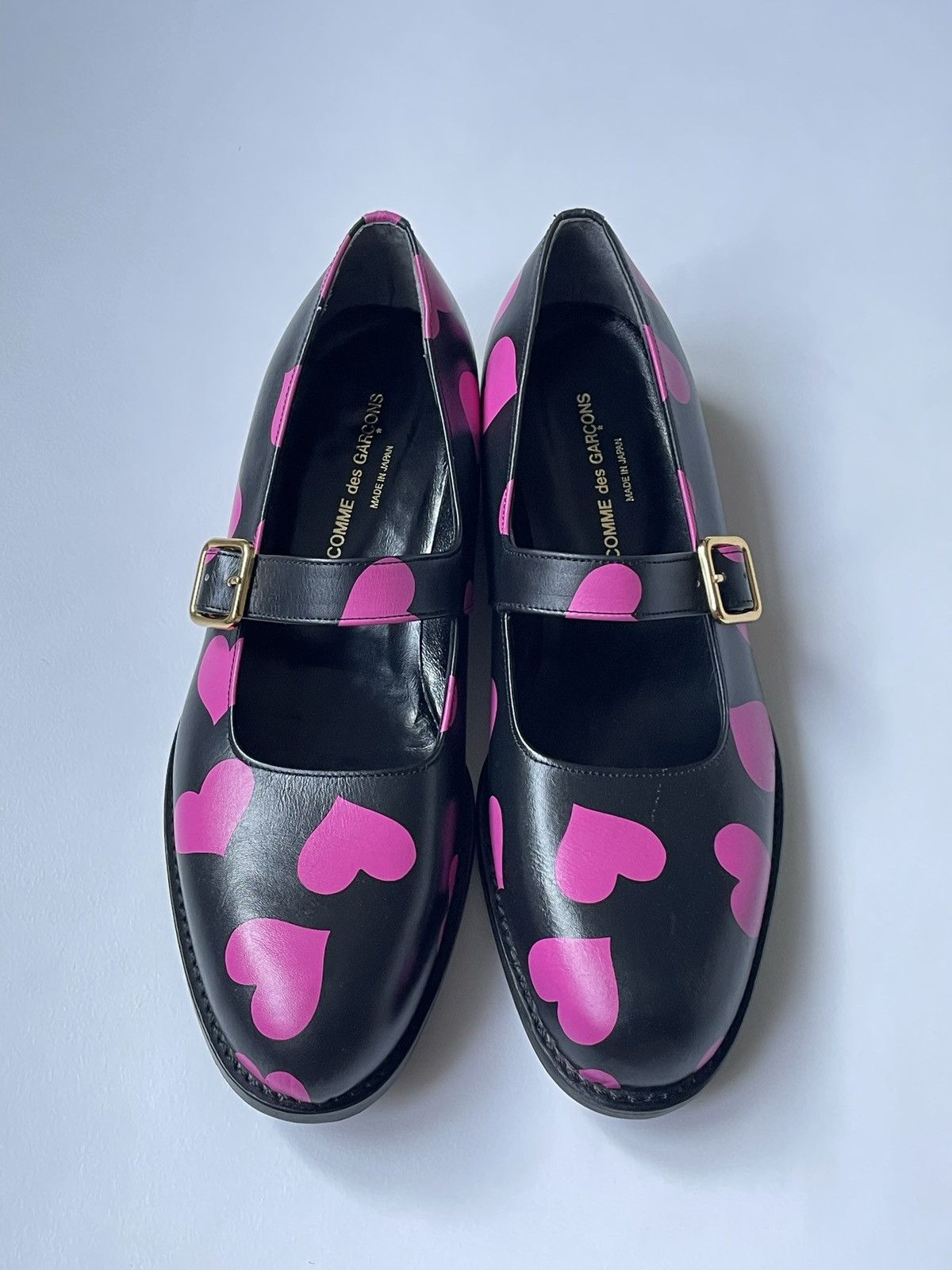 Comme des Garcons ‘Heart Print’ Leather Mary Jane Shoes Size US 8 / IT 38 - 4 Thumbnail