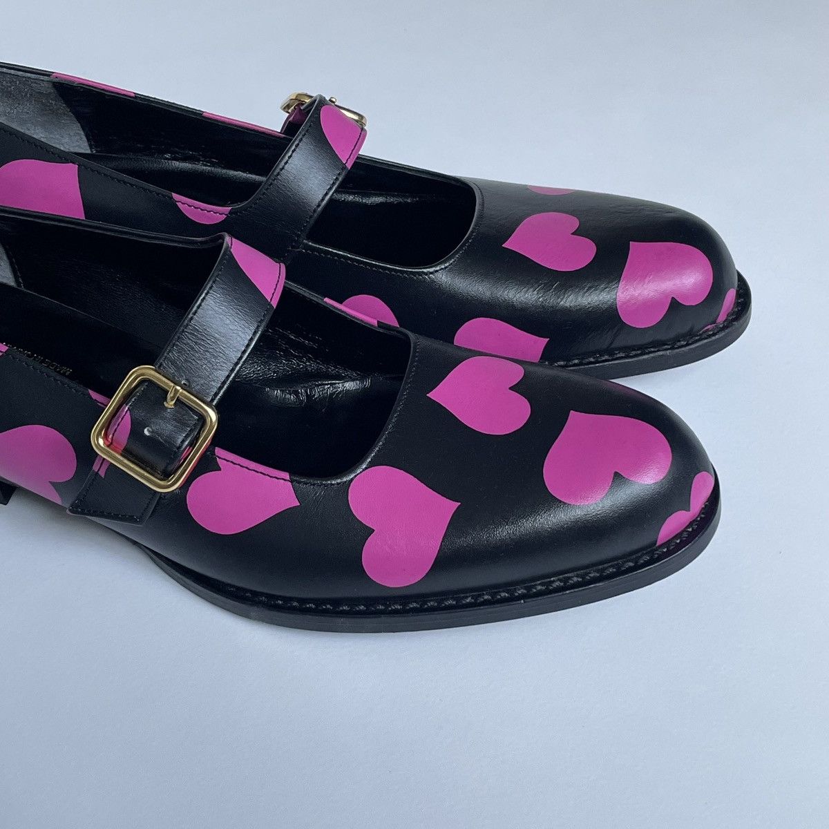 Comme des Garcons ‘Heart Print’ Leather Mary Jane Shoes Size US 8 / IT 38 - 14 Thumbnail