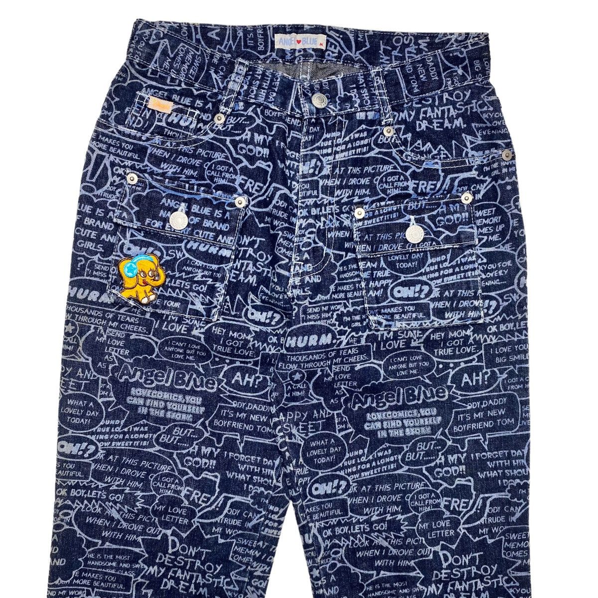 Japanese Brand × Vintage 1990s Angel Blue - Flower Generation Comic Denim Pants Size US 27 - 4 Thumbnail