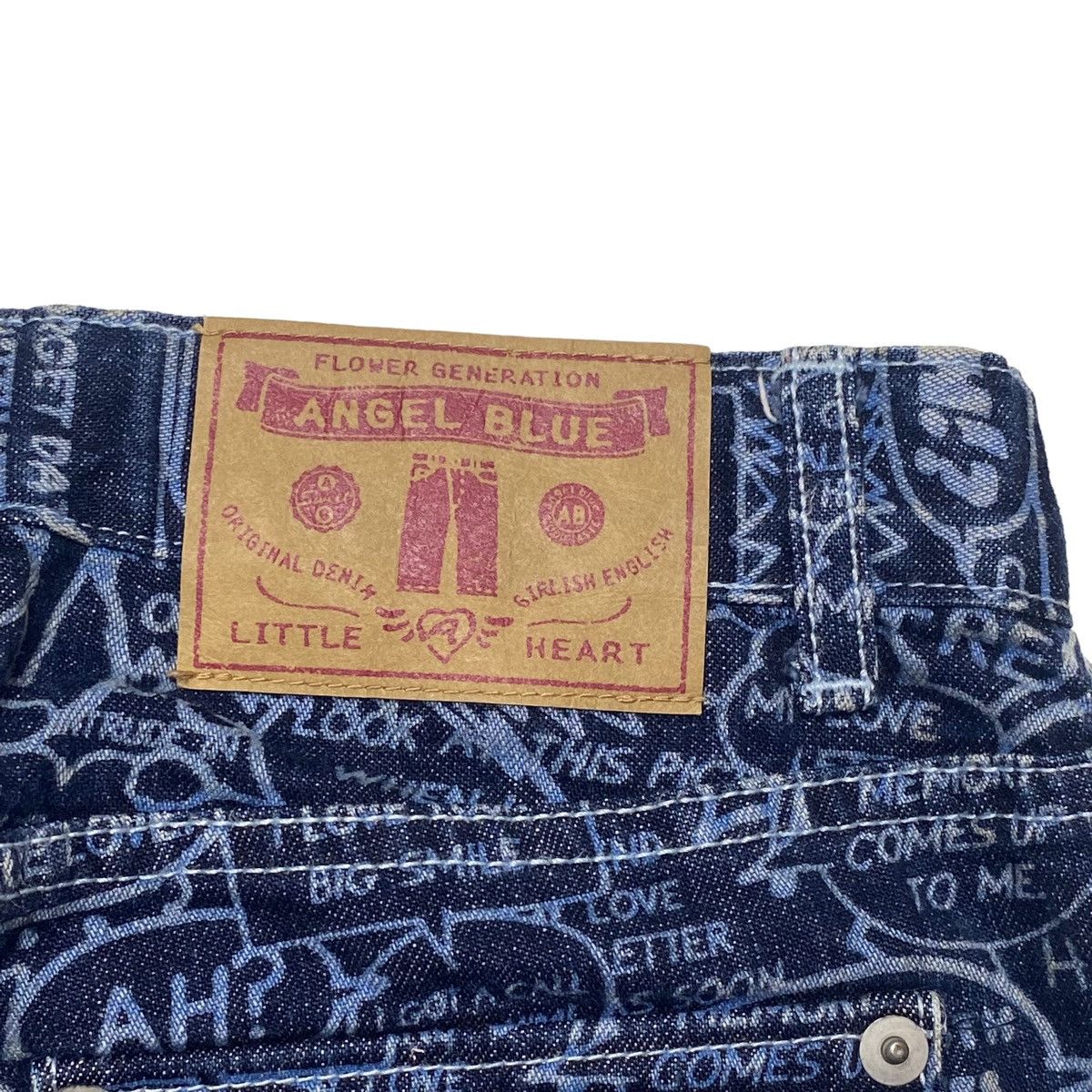 Japanese Brand × Vintage 1990s Angel Blue - Flower Generation Comic Denim Pants Size US 27 - 8 Thumbnail