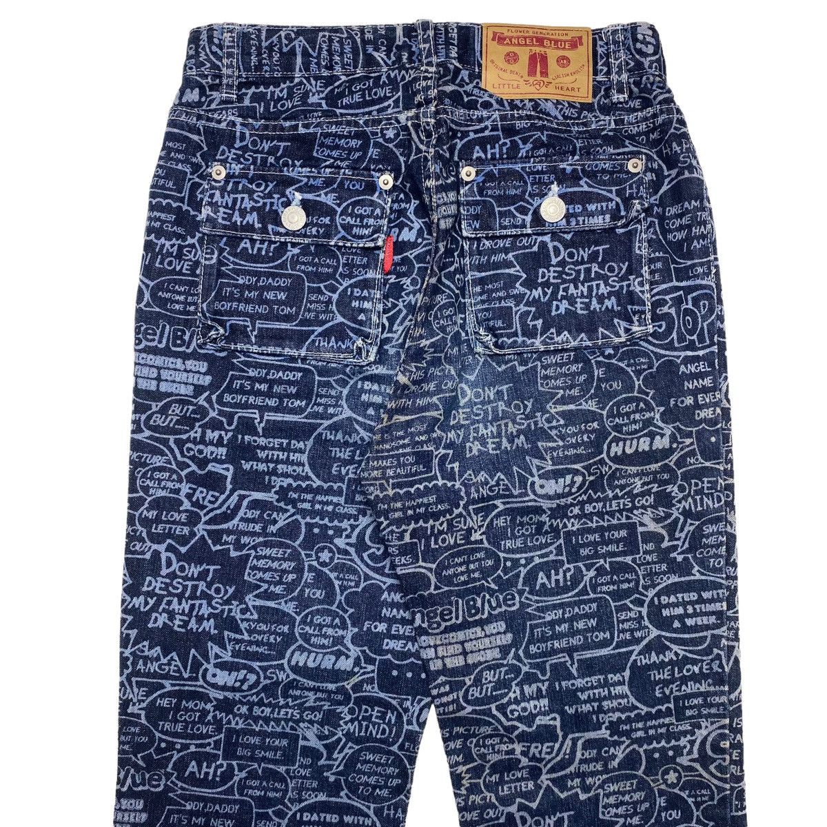 Japanese Brand × Vintage 1990s Angel Blue - Flower Generation Comic Denim Pants Size US 27 - 6 Thumbnail