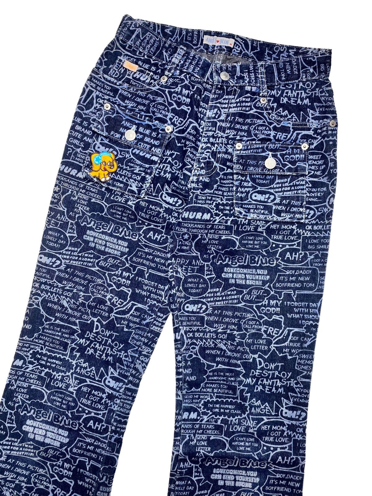 Japanese Brand × Vintage 1990s Angel Blue - Flower Generation Comic Denim Pants Size US 27 - 3 Thumbnail