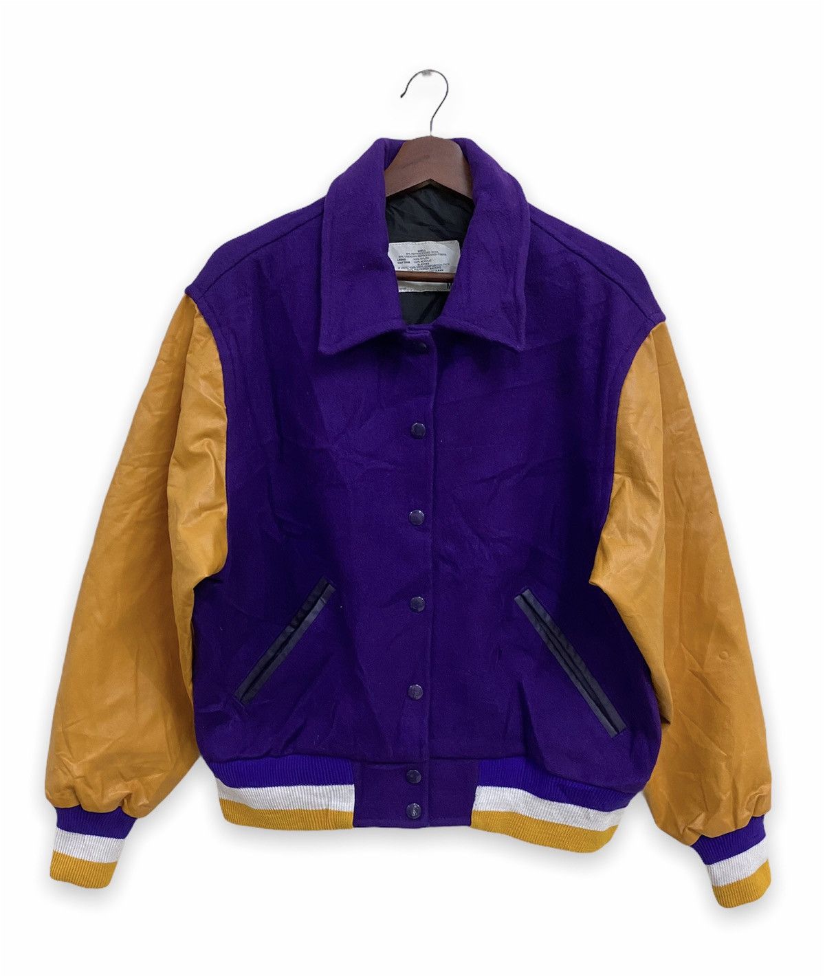 Vintage Vintage Made In USA Wool Varsity Leather Sleeve Jacket Size US M / EU 48-50 / 2 - 1 Thumbnail