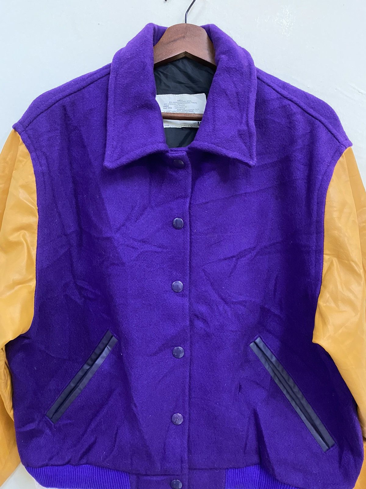 Vintage Vintage Made In USA Wool Varsity Leather Sleeve Jacket Size US M / EU 48-50 / 2 - 5 Thumbnail