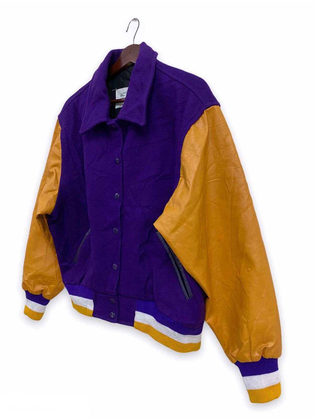Vintage Vintage Made In USA Wool Varsity Leather Sleeve Jacket Size US M / EU 48-50 / 2 - 2 Thumbnail