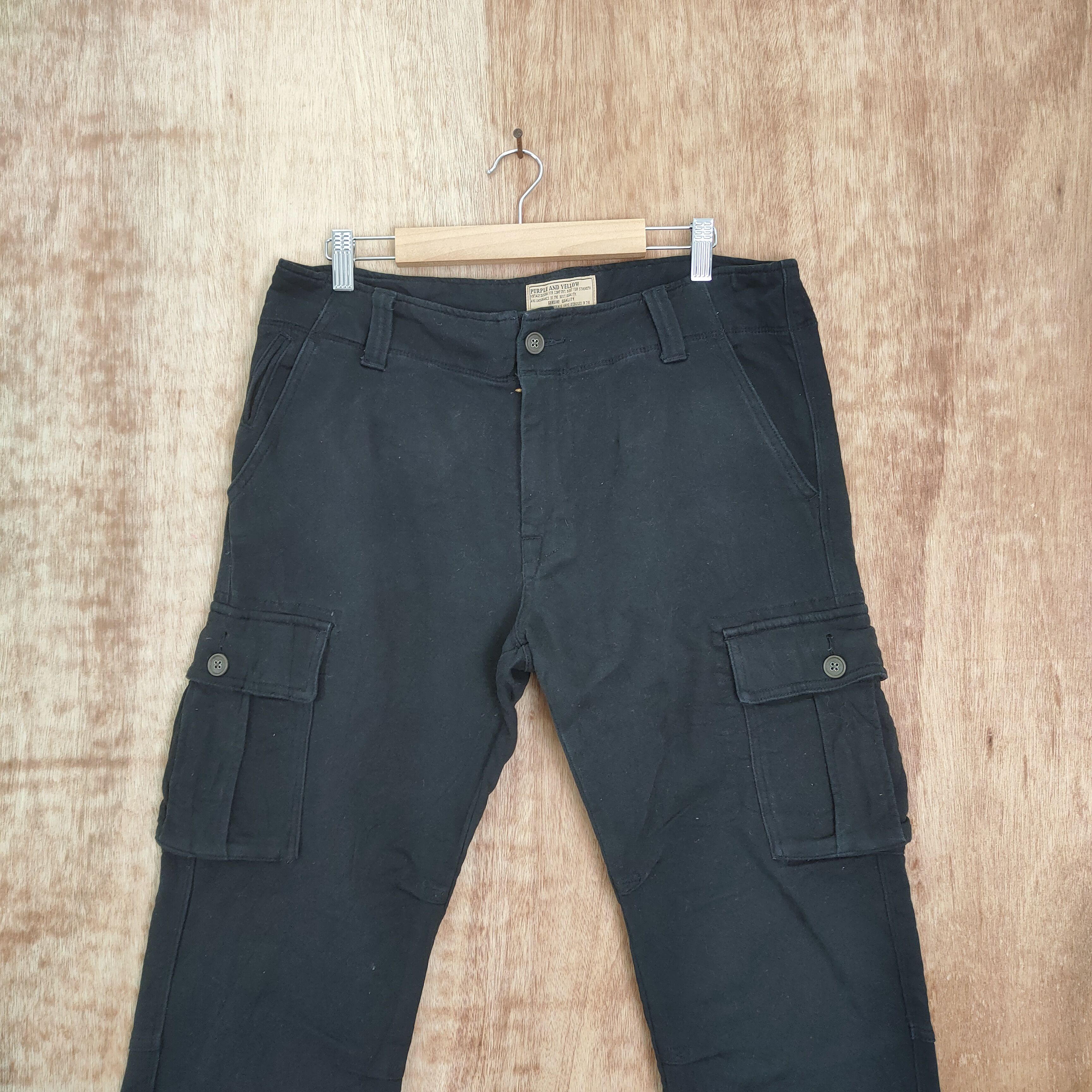 Japanese Brand PURPLE & YELLOW BLACK CARGO PANTS Size US 33 - 2 Thumbnail