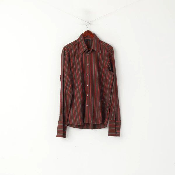 Hugo Boss Hugo Boss Men L Casual Shirt Brown Striped Cotton 1414 Size US L / EU 52-54 / 3 - 2 Thumbnail