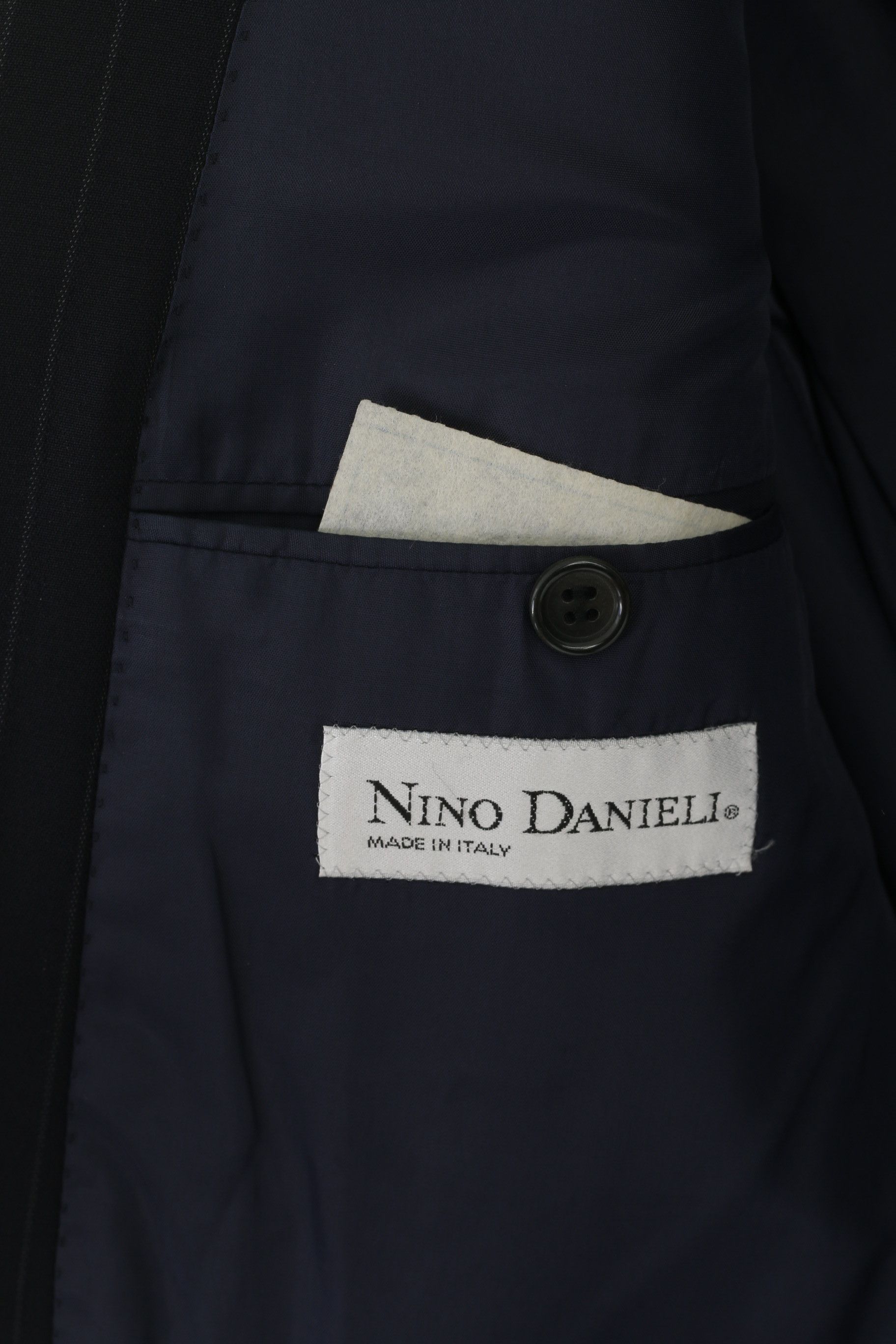 Vintage Nino Danieli Men 50 40 Blazer Navy Striped Wool 7544 Size 40R - 4 Thumbnail