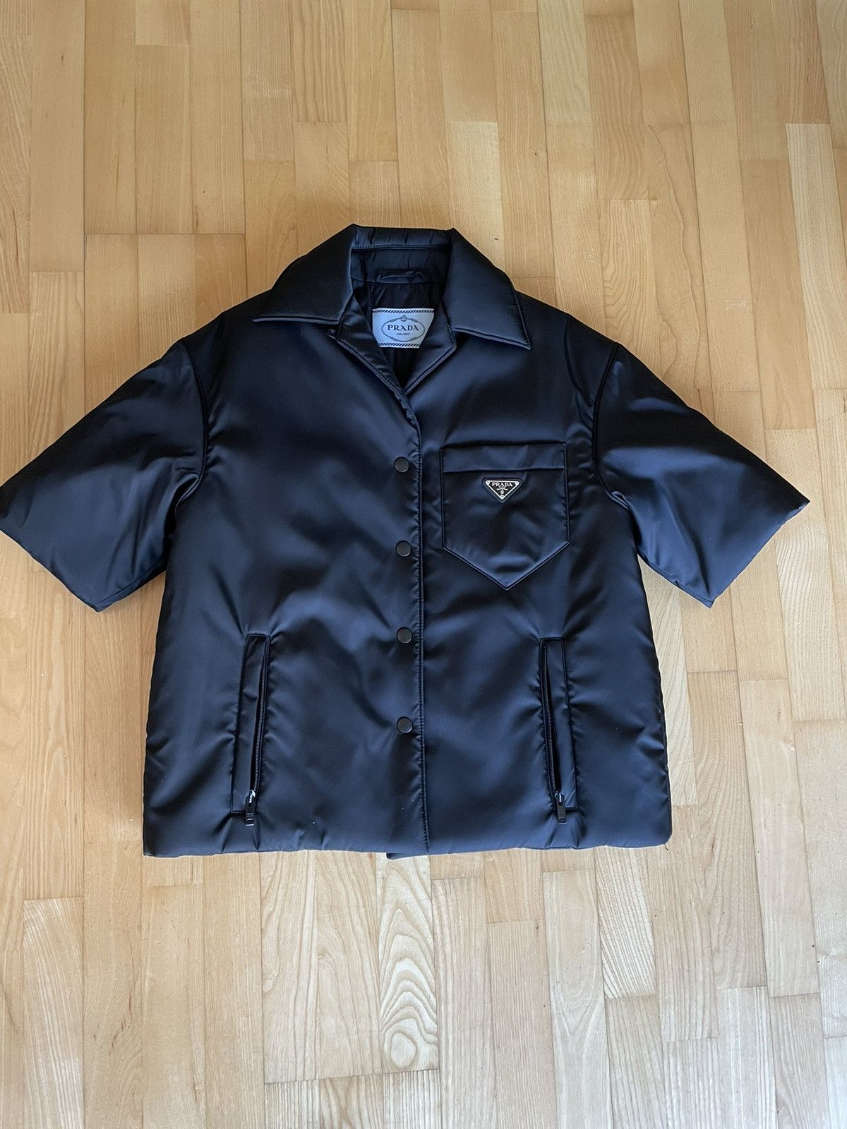 Prada Nylon Gabardine Padded Puffer Shirt Jacket FW18