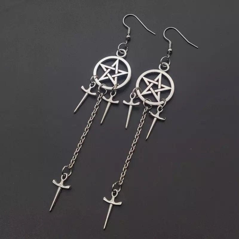 Jewelry Pentagram Swords Earring Size ONE SIZE - 2 Thumbnail
