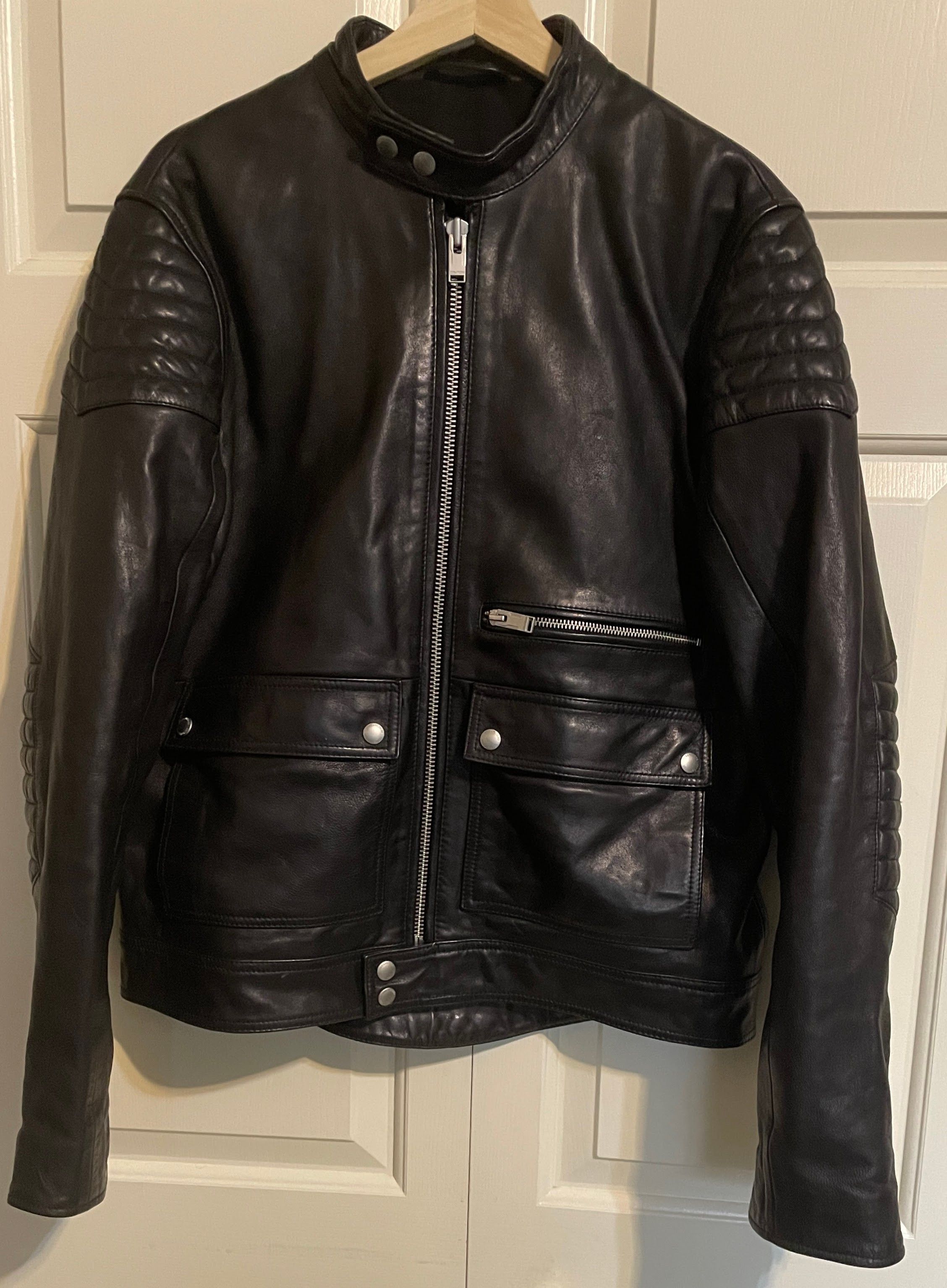 image of Allsaints x Zadig Voltaire $970 Black Leather Leon Motorcycle Moto Jacket M - L, Men's (Size Large)