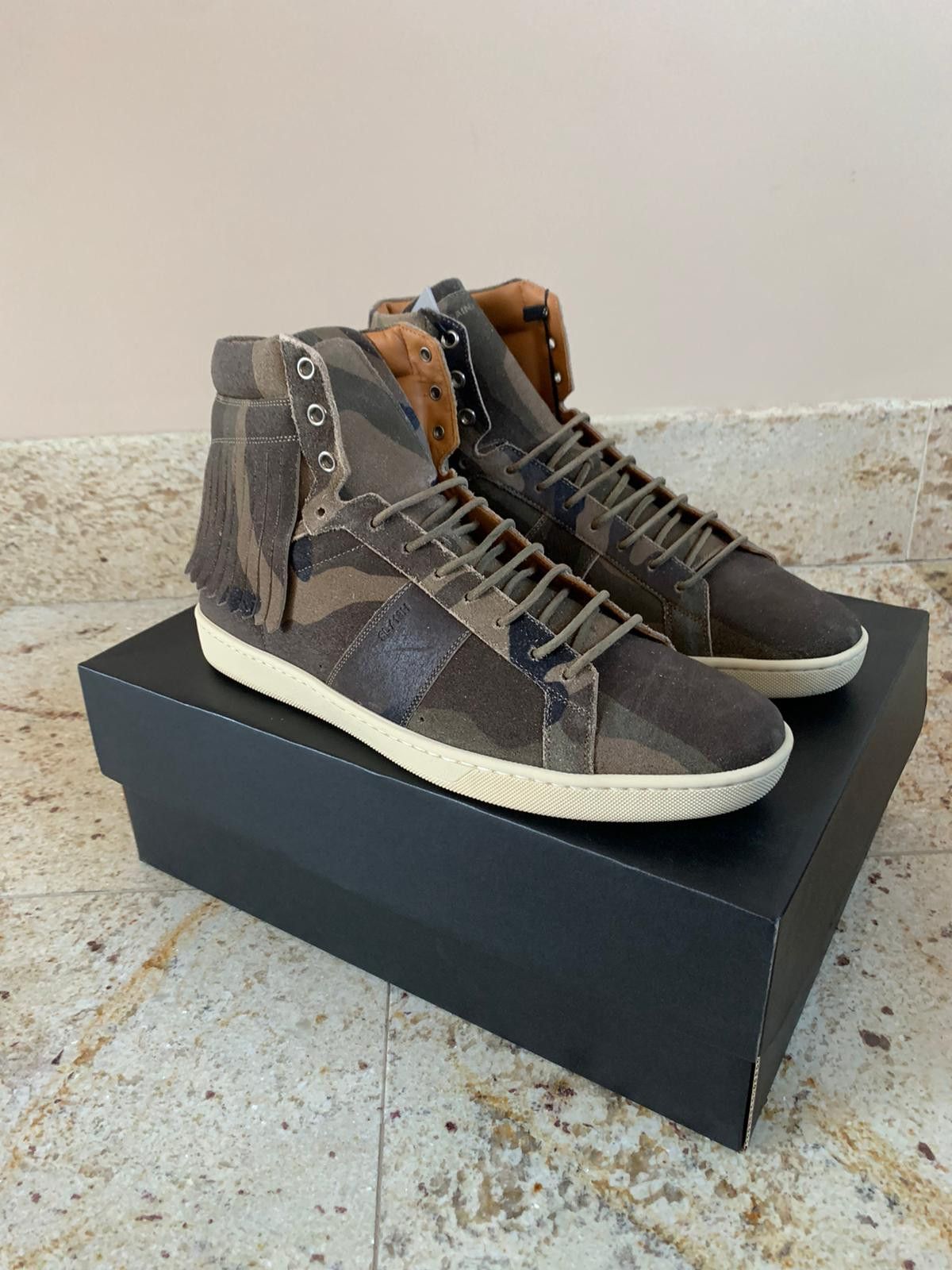 Saint Laurent Paris SL10H Fringe Sneakers in Camo Size US 8 / EU 41 - 12 Thumbnail