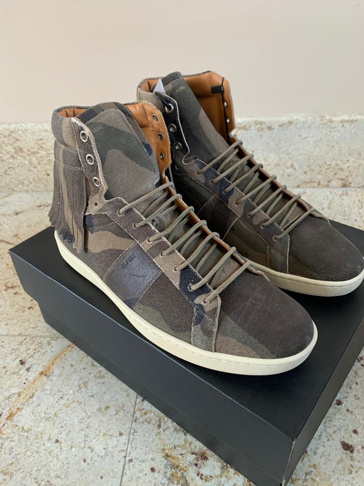 Saint Laurent Paris SL10H Fringe Sneakers in Camo Size US 8 / EU 41 - 10 Thumbnail