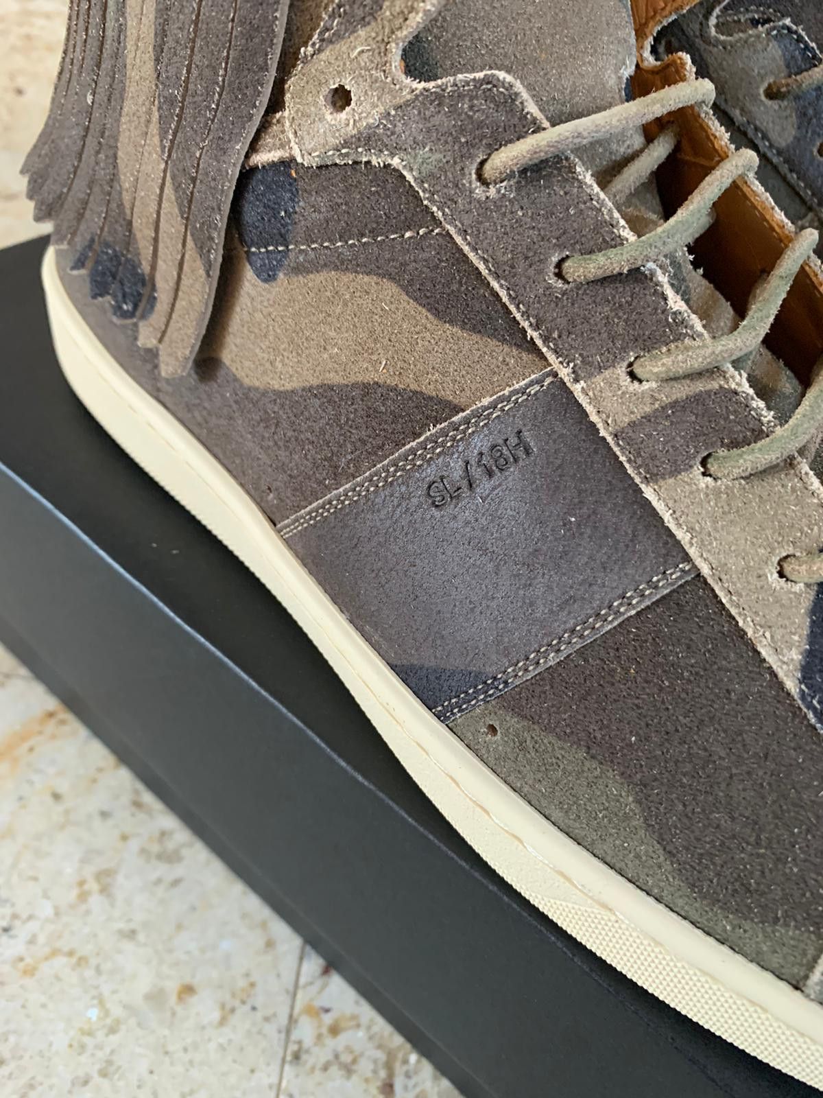 Saint Laurent Paris SL10H Fringe Sneakers in Camo Size US 8 / EU 41 - 9 Thumbnail