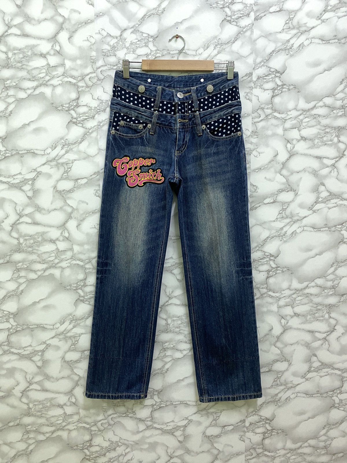 image of Vintage Limited Denim Japan By Top Archive Copper Smith Double Waist in Blue, Men's (Size 26)