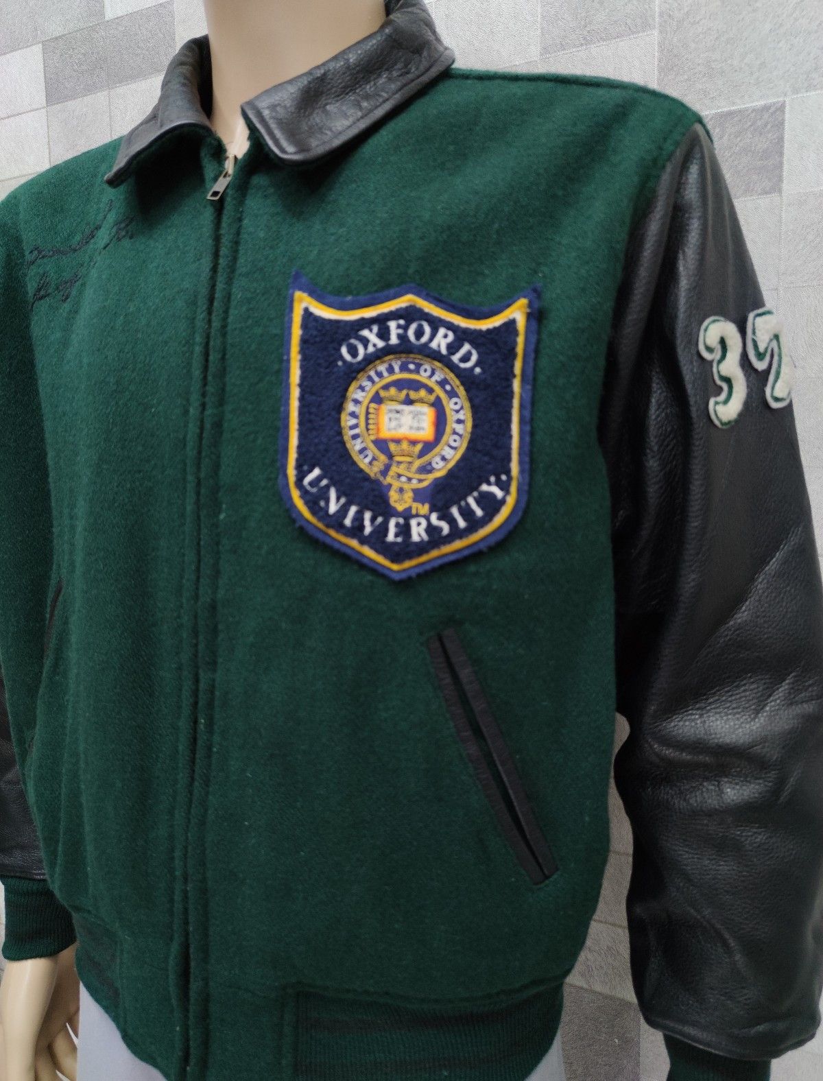 Vintage BEST!! OXFORD University Leather Arm Varsity Jacket Size US M / EU 48-50 / 2 - 2 Thumbnail