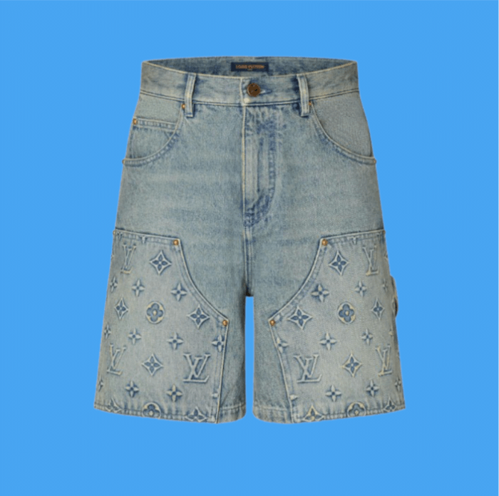 Louis Vuitton 1ABJ7E Denim Carpenter Shorts , Blue, 34