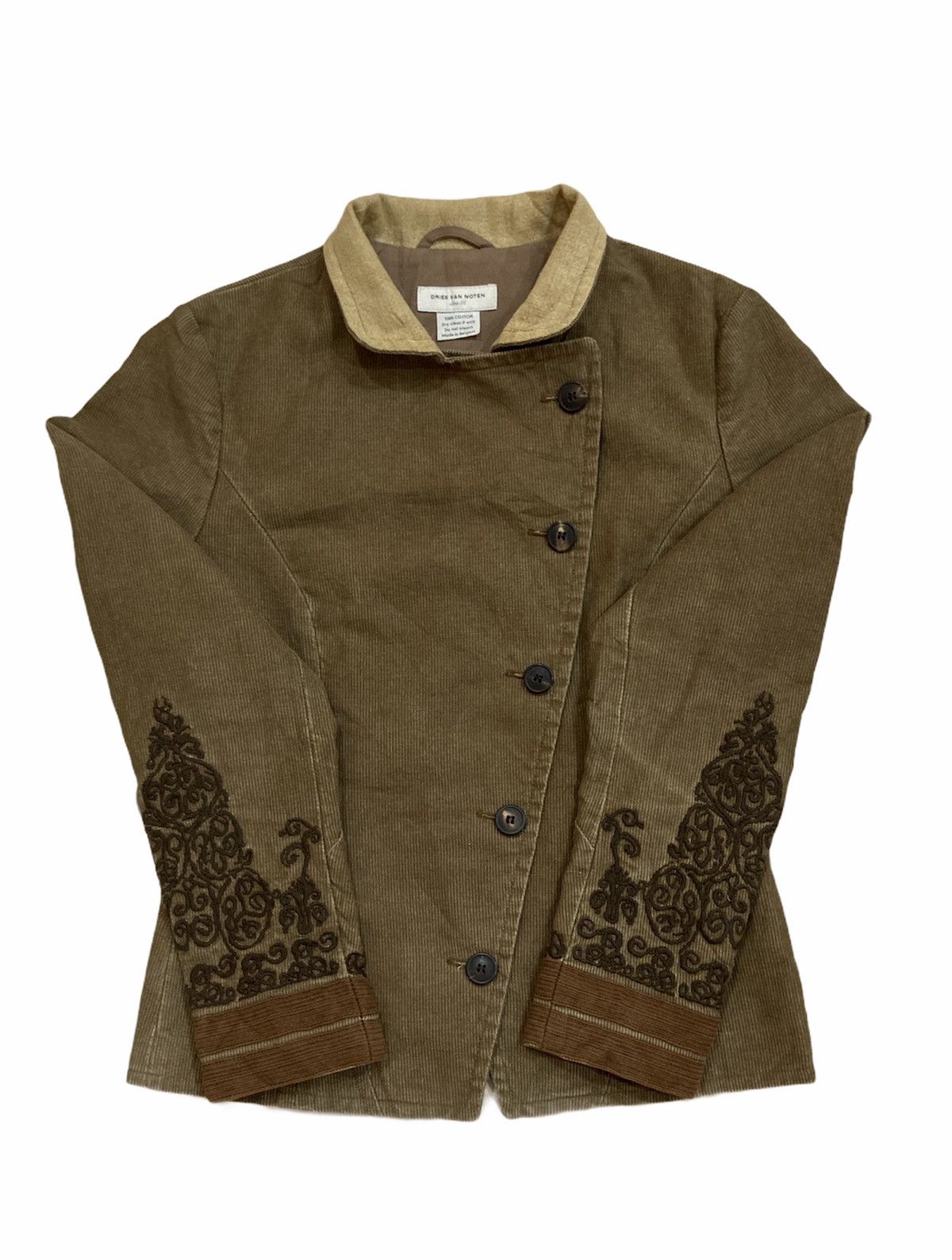 Dries Van Noten Dries Van Noten Pea Coat Corduroy with Embroidered Size S / US 4 / IT 40 - 1 Thumbnail