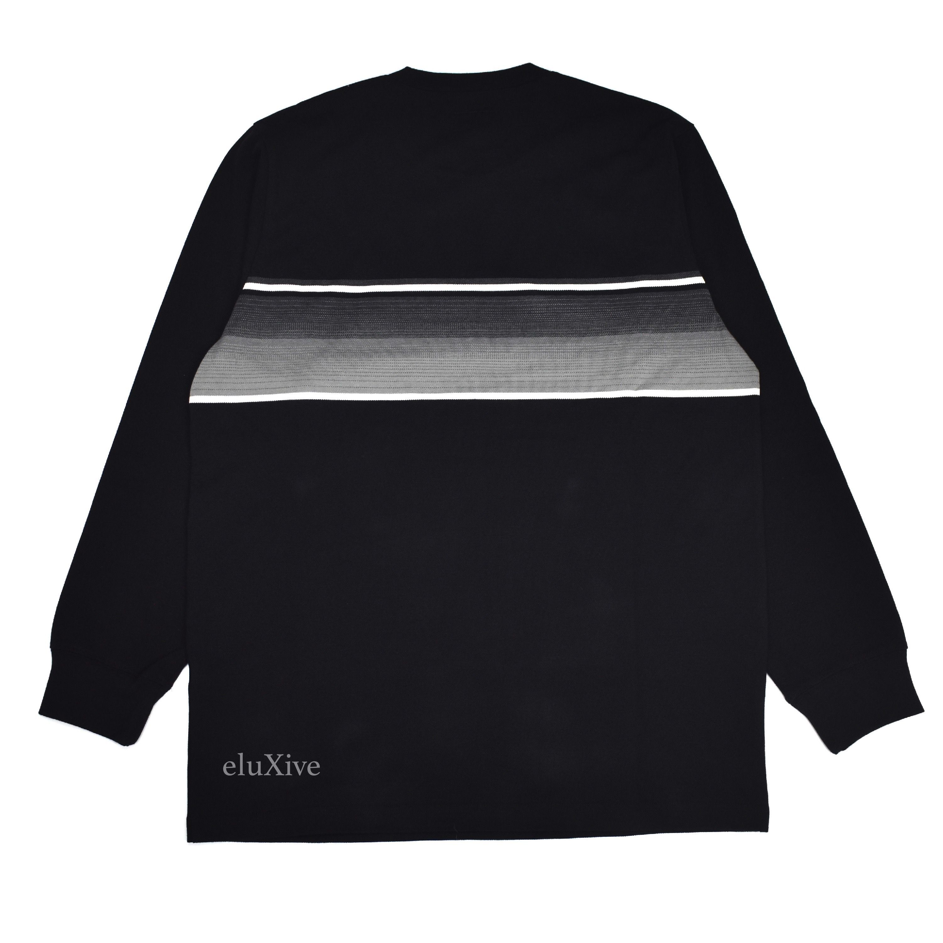 Supreme Shadow Stripe Classic Logo L/S Shirt Black DS | Grailed