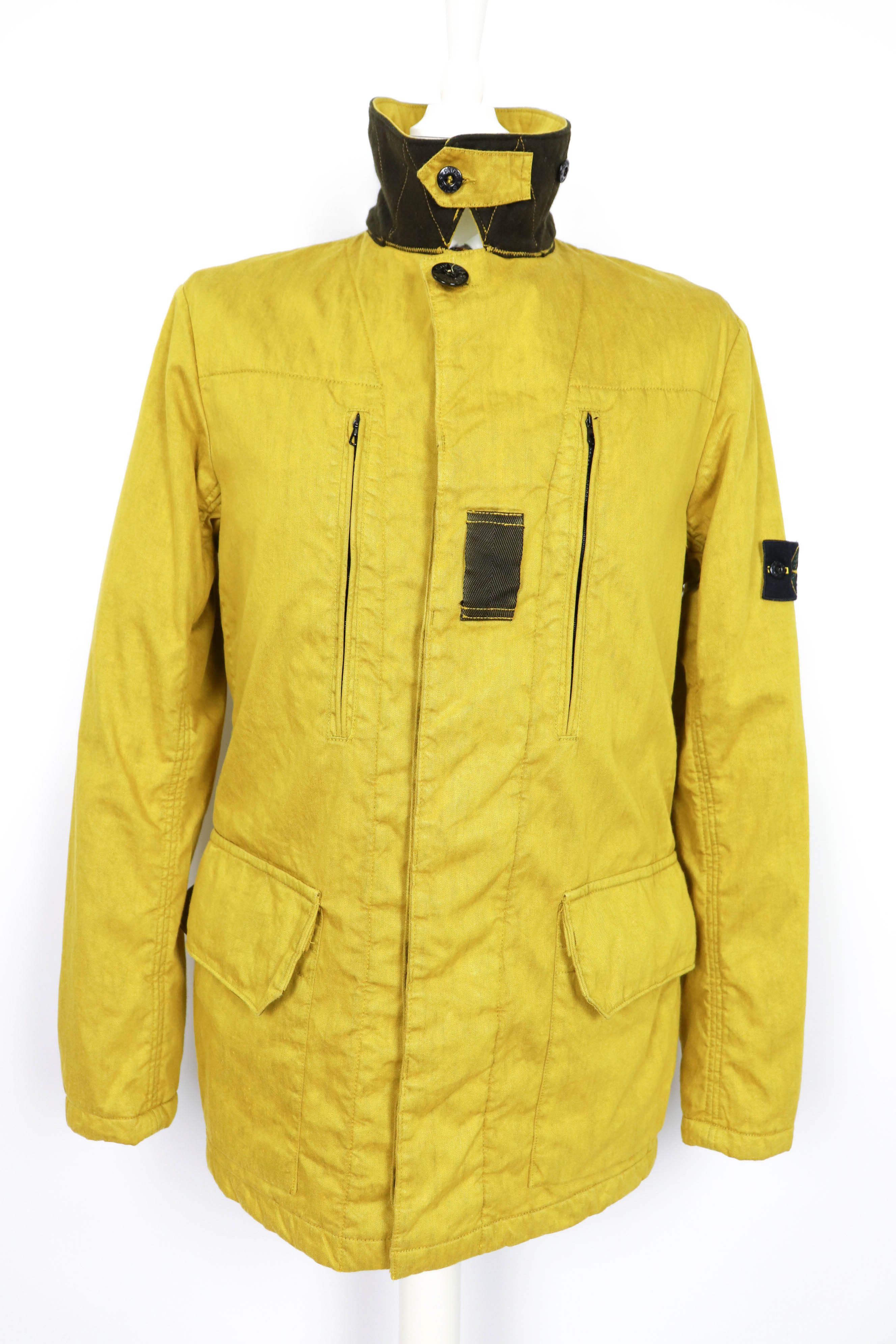image of Stone Island A/w 2005 Vintage Yellow Lino-Flax Field Jacket, Men's (Size Medium)