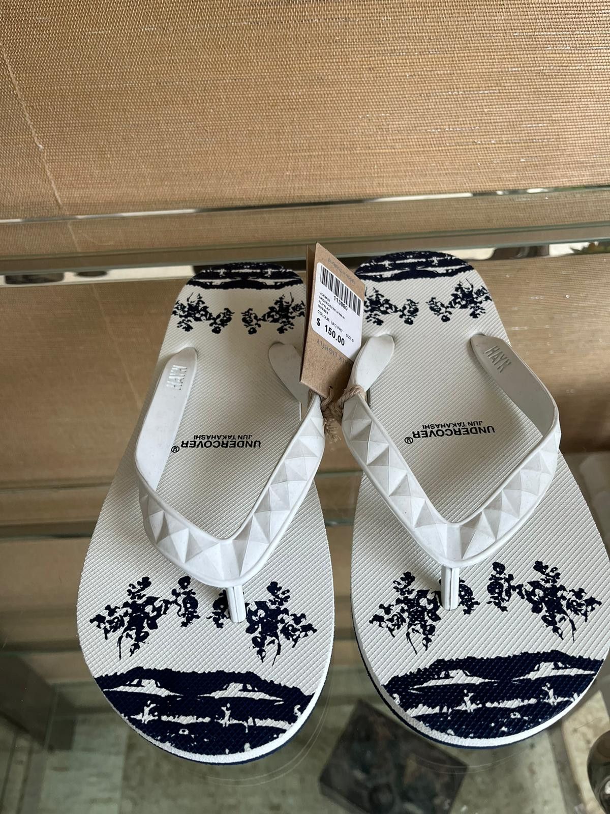 Undercover O1RSHD1 Undercover x Hayn UFO Print Flip Flops in White/Navy Size US 8 / EU 41 - 4 Thumbnail