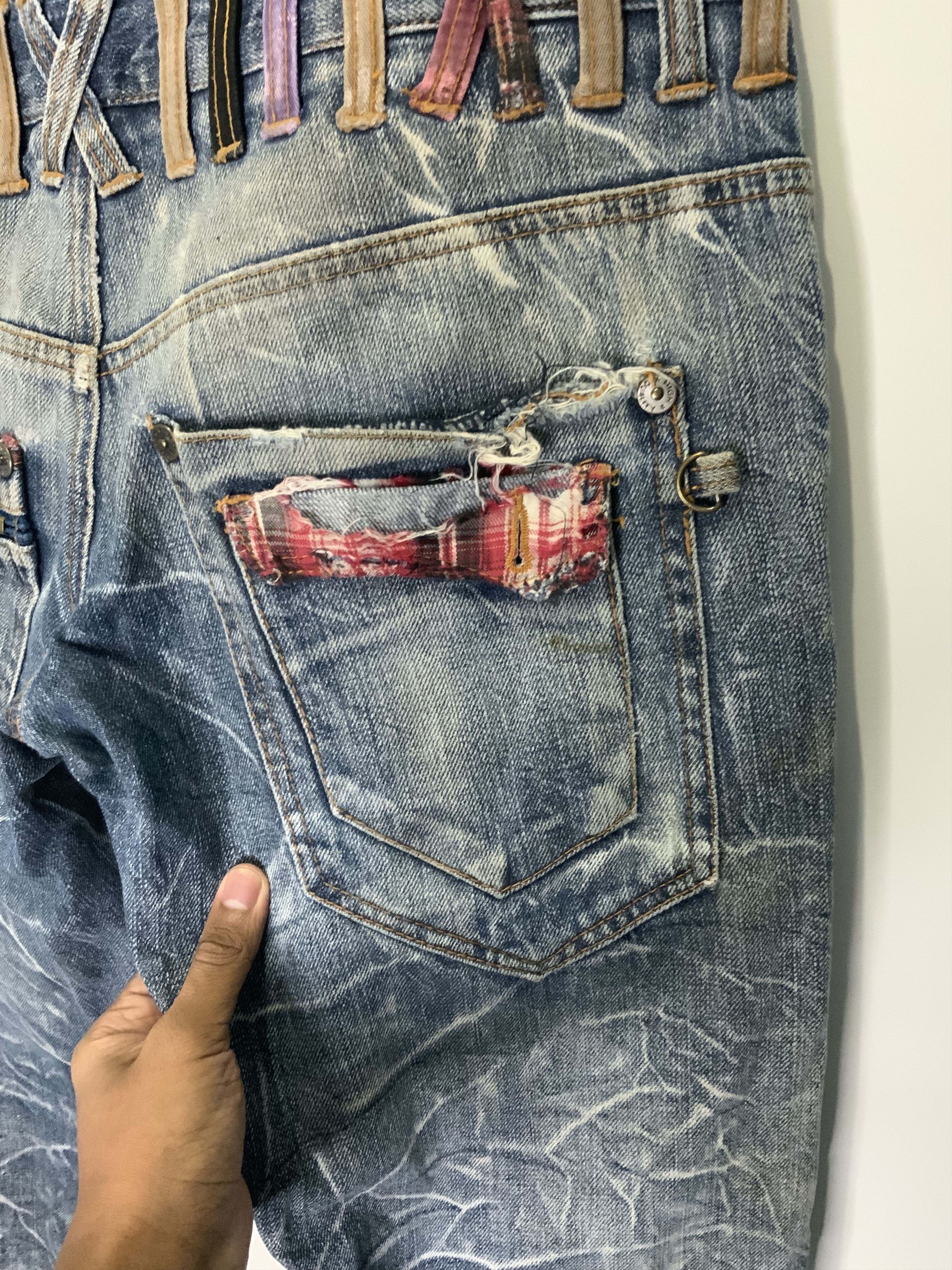 If Six Was Nine Nylaus Jeans Double Waist Style Distressed Jean Size US 30 / EU 46 - 21 Thumbnail