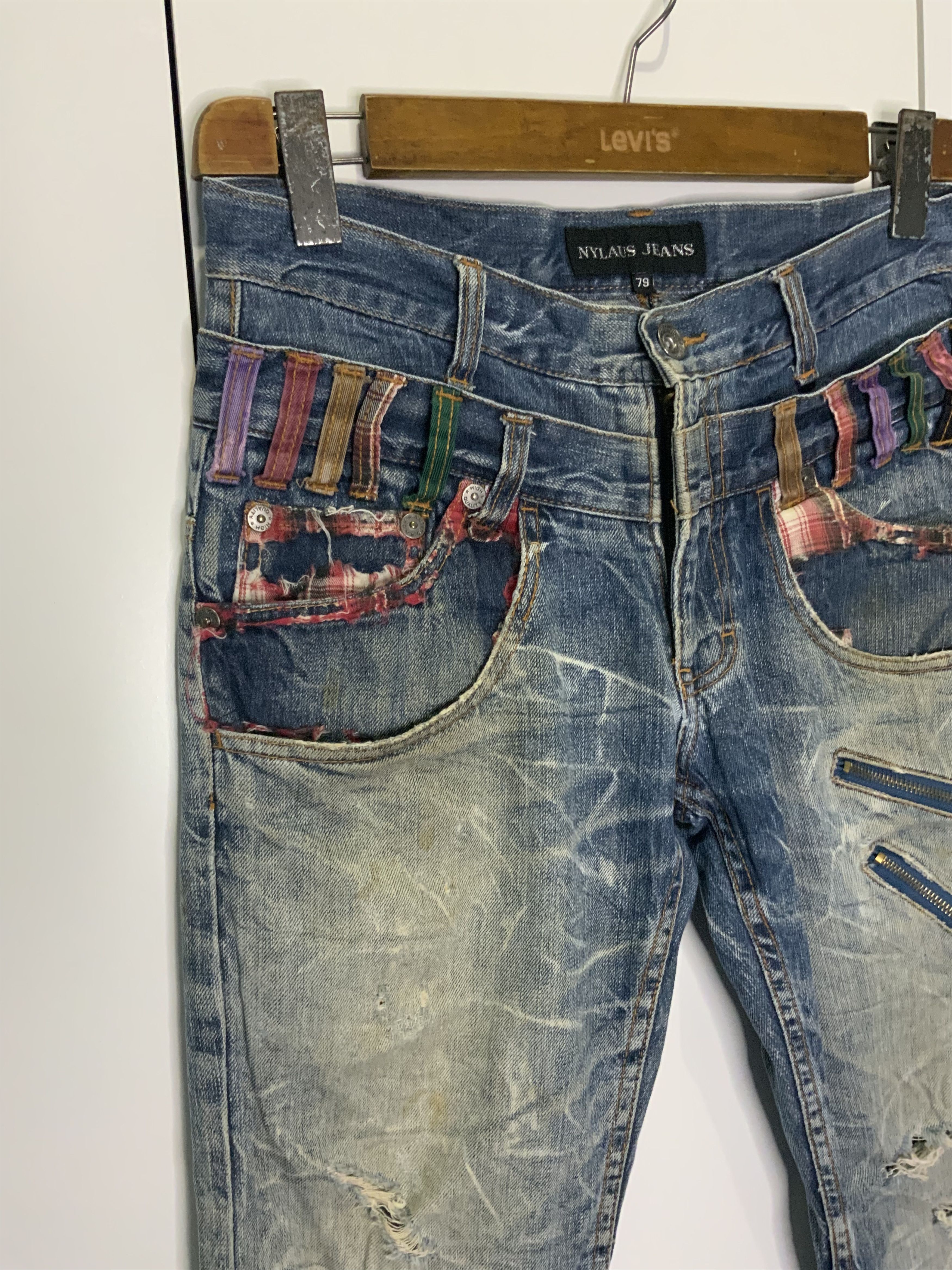 If Six Was Nine Nylaus Jeans Double Waist Style Distressed Jean Size US 30 / EU 46 - 4 Thumbnail