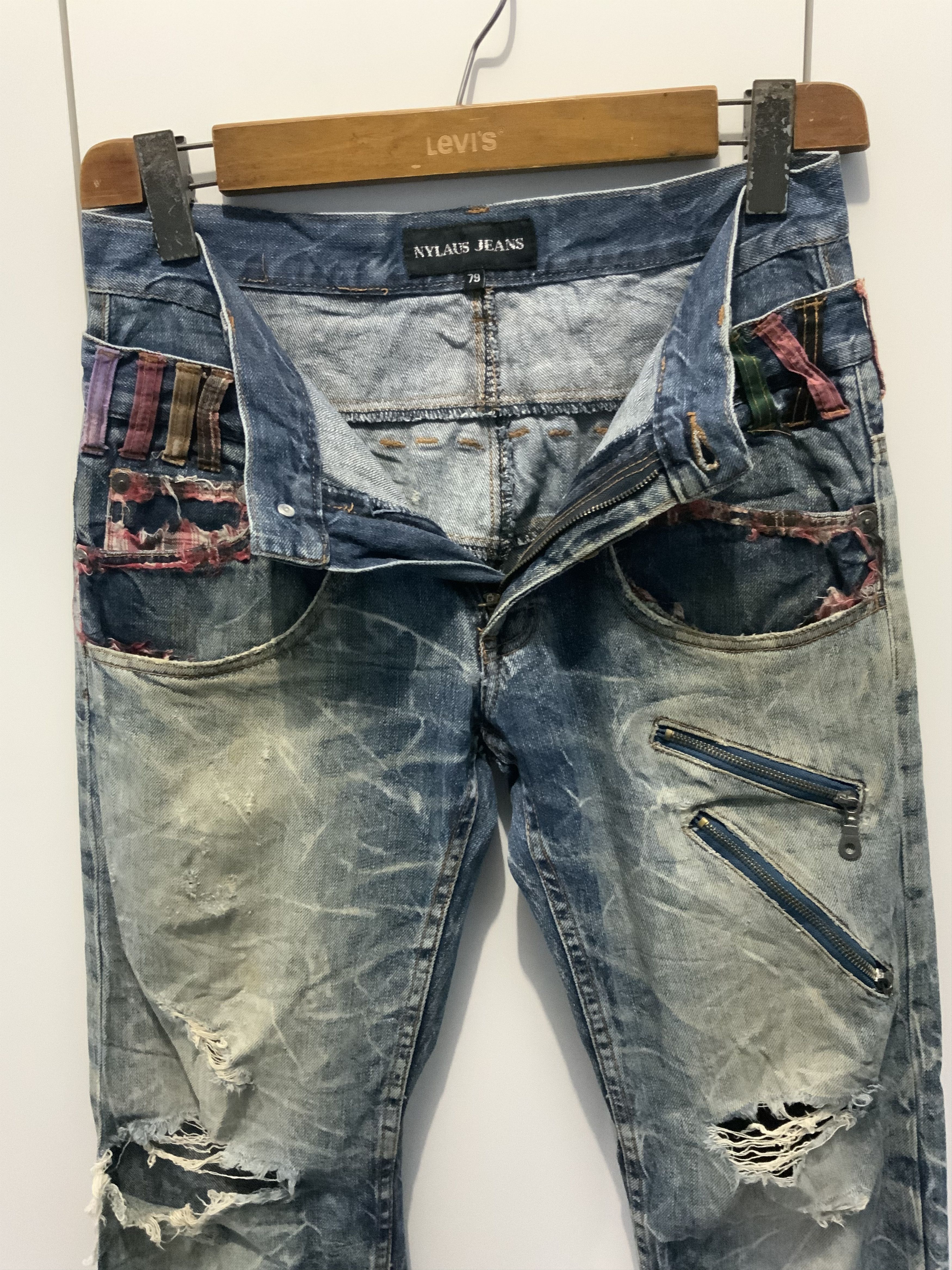 If Six Was Nine Nylaus Jeans Double Waist Style Distressed Jean Size US 30 / EU 46 - 13 Thumbnail