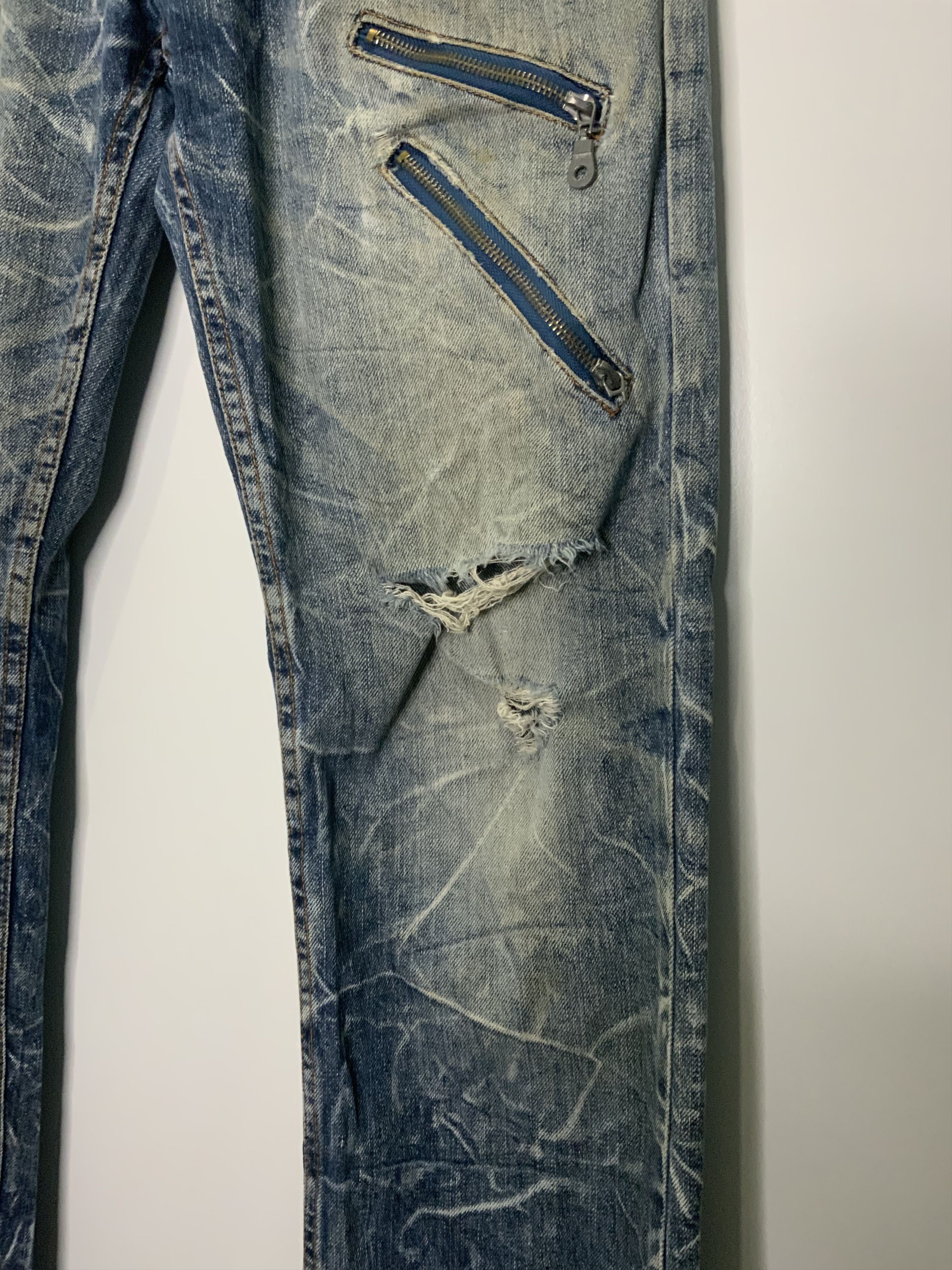 If Six Was Nine Nylaus Jeans Double Waist Style Distressed Jean Size US 30 / EU 46 - 3 Thumbnail